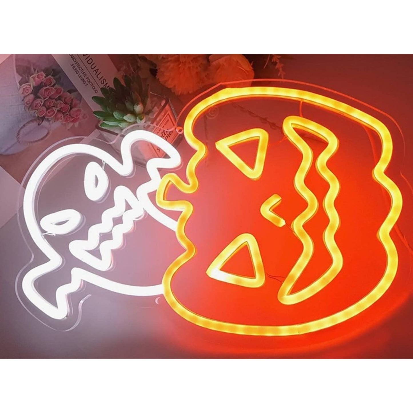 Fun Spooky Bright Ghost & Pumpkin LED Night Light Halloween Decoration