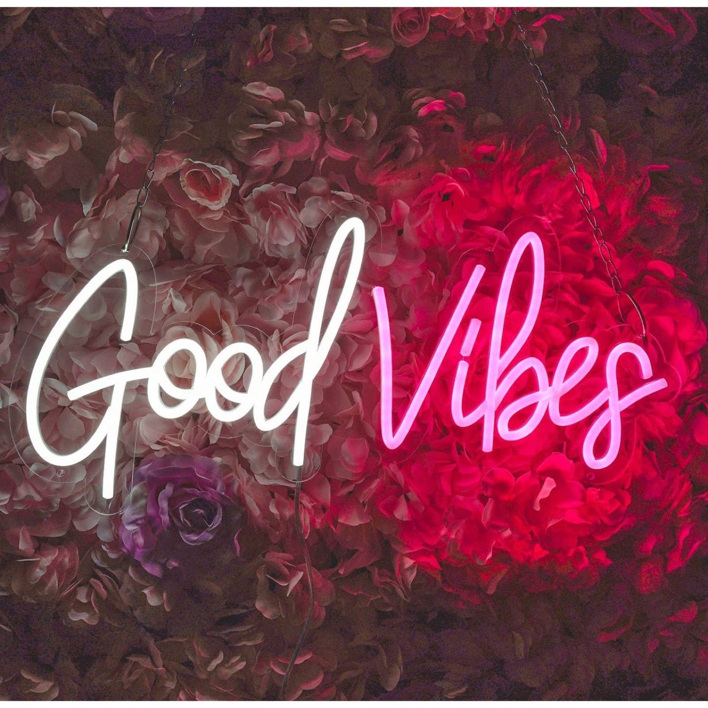 Lovely Bright White / Pink Good Vibes Dual Color LED Night Light Room Wall Decor