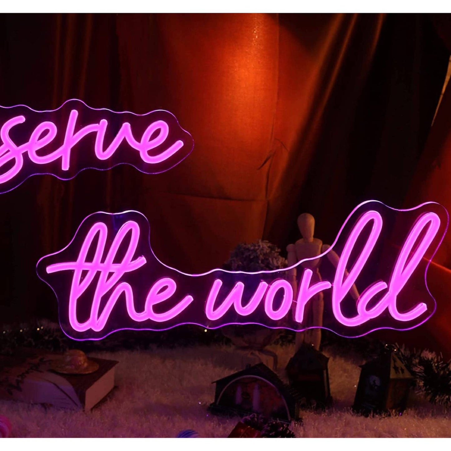 Lovely Bright Pink “You Deserve The World” LED Night Light Room Wall Decoration