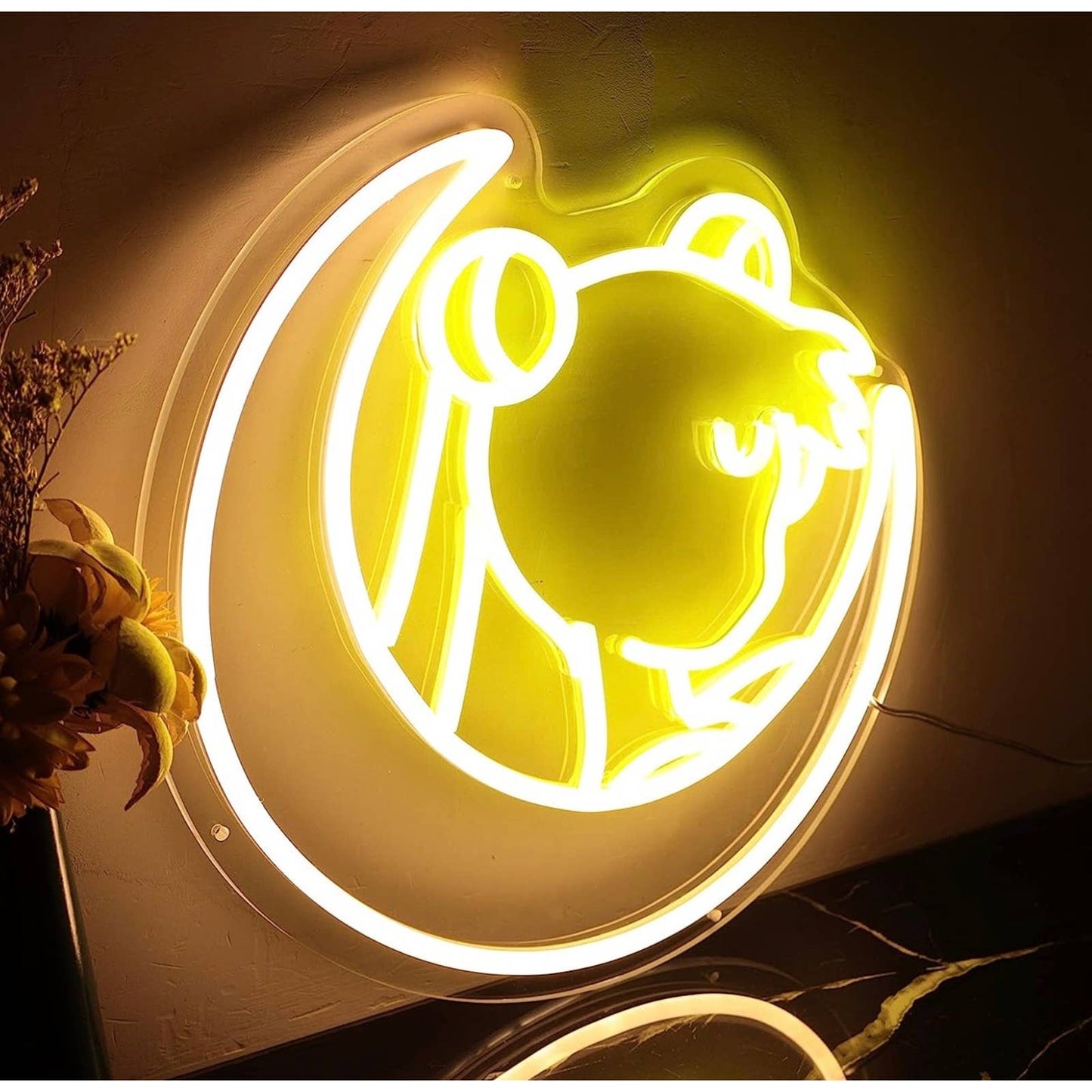 Lovely Bright Sailor Moon Crescent Moon LED Light Japan Anime Room Wall Art Deco