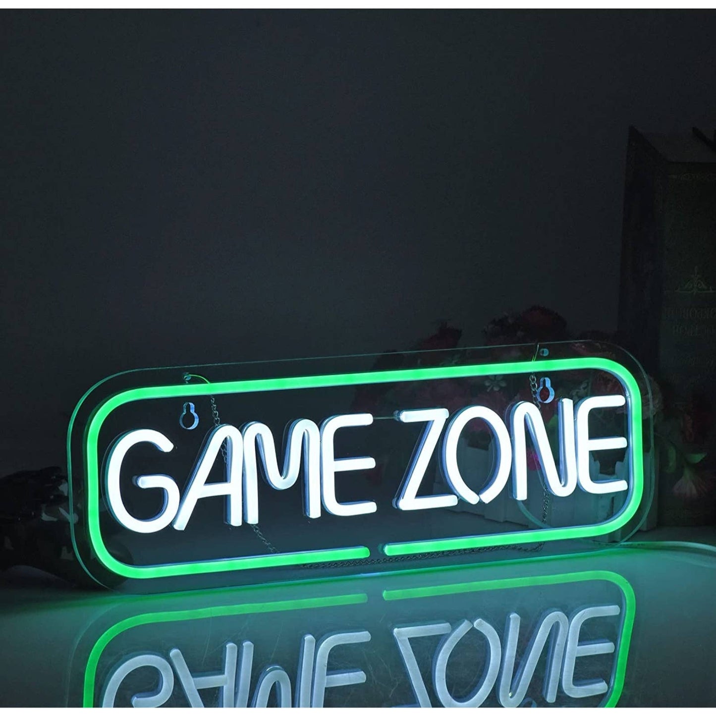 Fun Green / White Game Zone LED Night Light Sign Room Wall Decoration