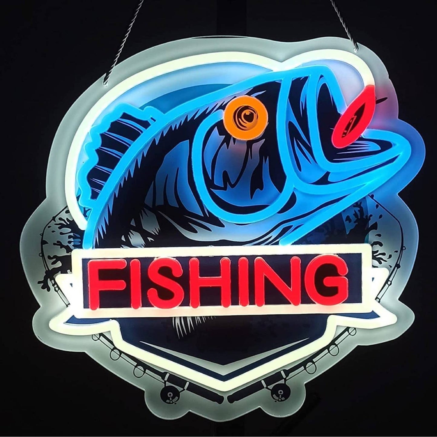 Bright Fishing Fish LED Night Light Hanging Room Wall Decoration