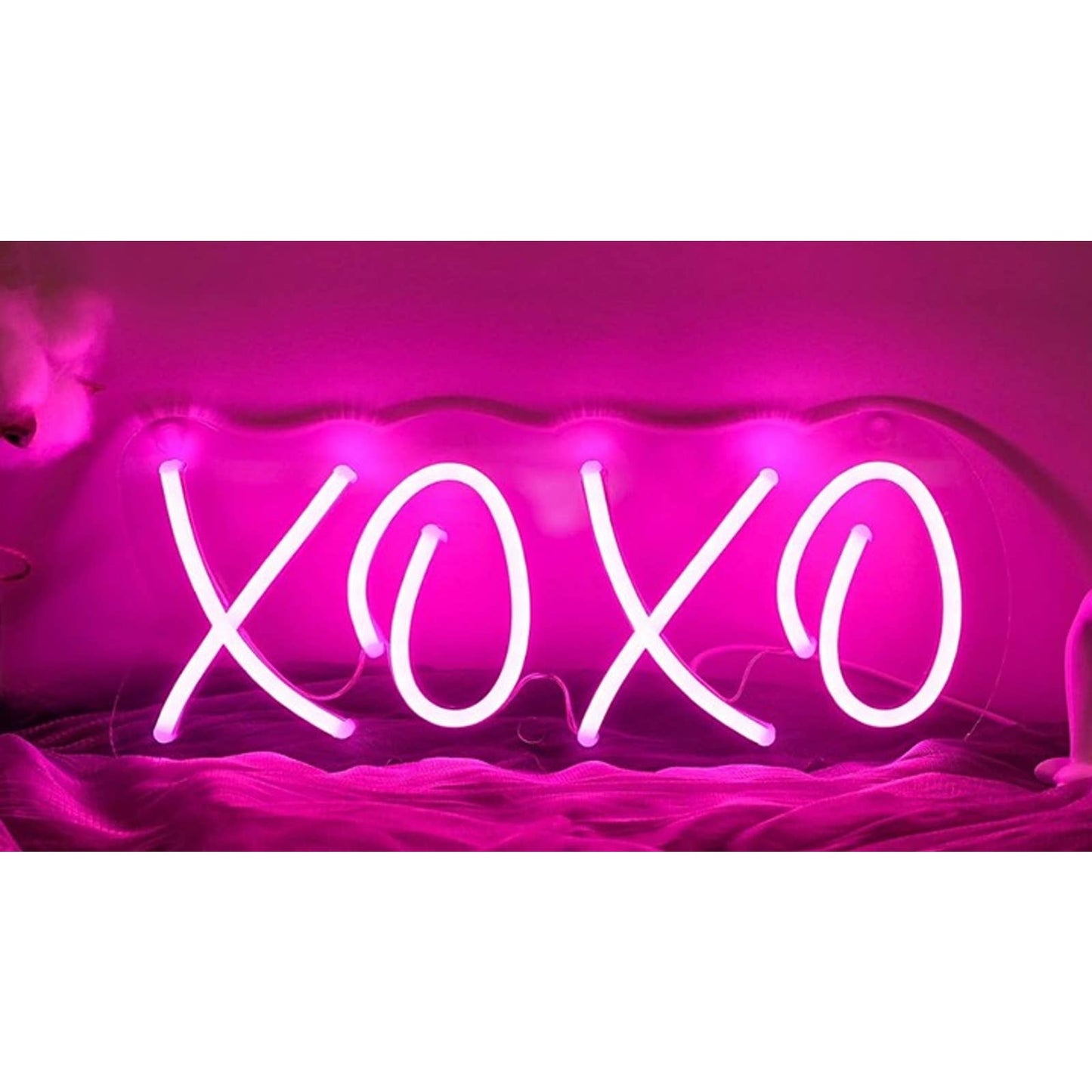 Romantic Vivid Bright Pink XOXO LED Night Light Sign Room Wall Decor