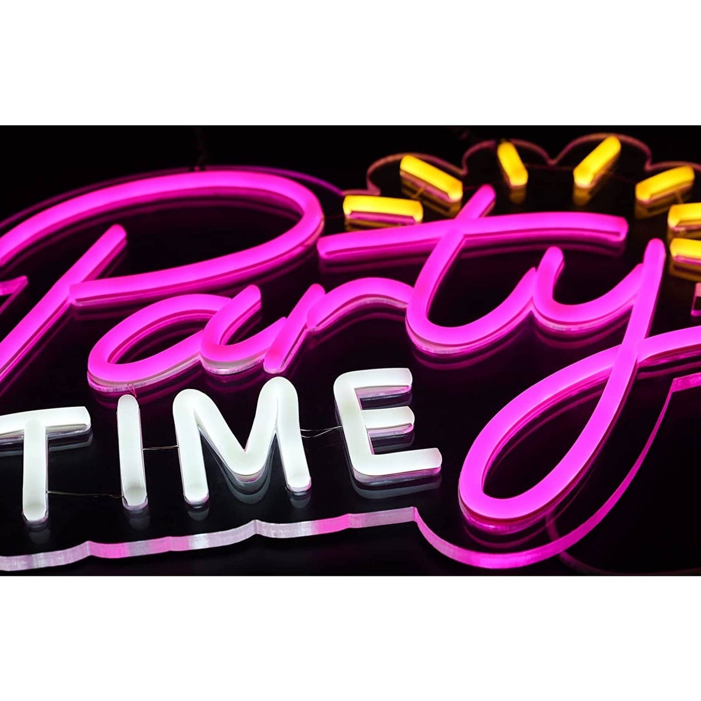 Fun Bright Pink / Yellow Party Time LED Night Light Room Wall Decor