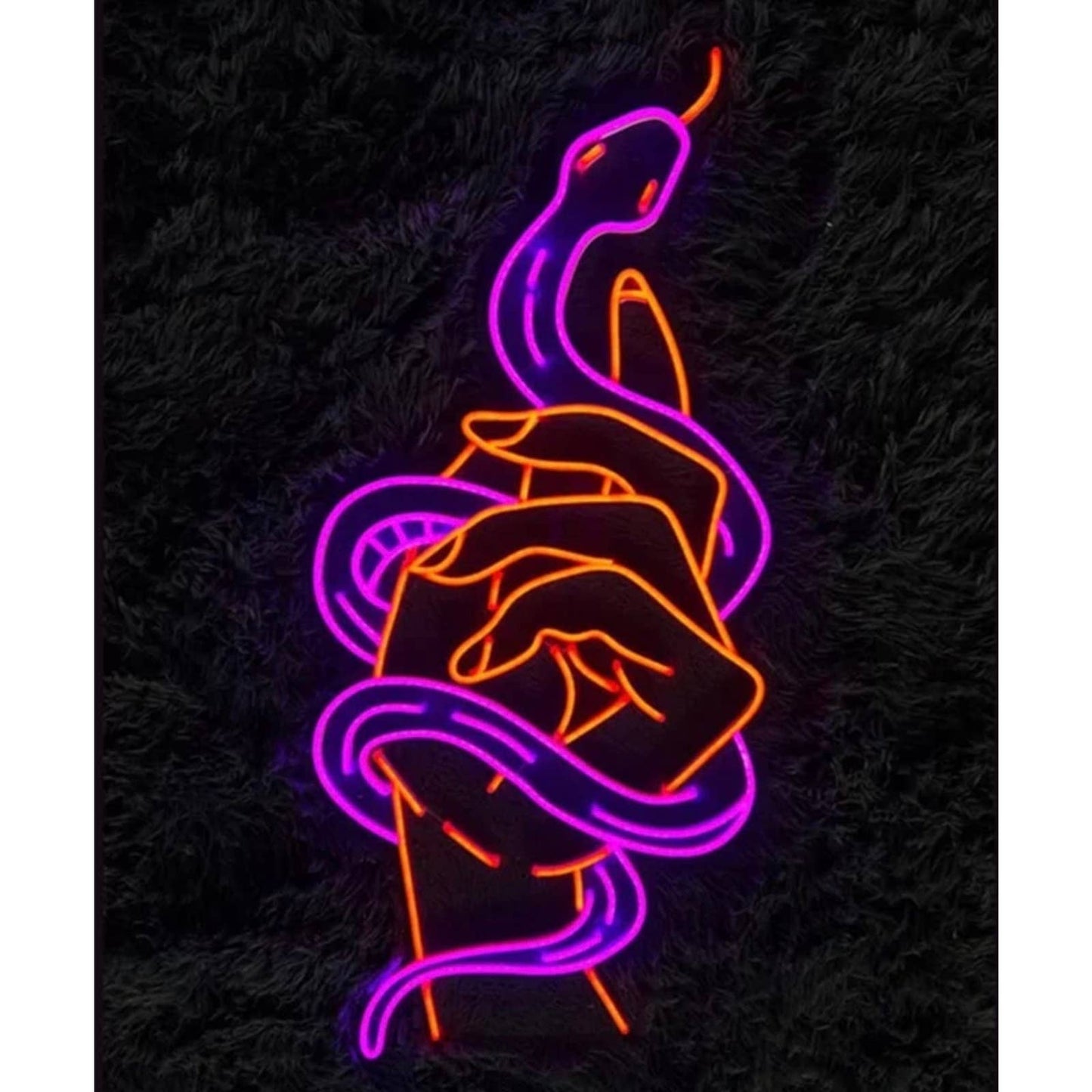 Vivid Bright Purple Snake in Hand LED Night Light Room Wall Art Decoration