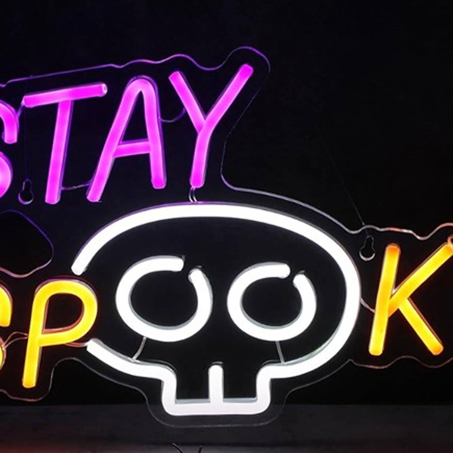 Fun Bright Skeleton Skull “Stay Spooky” LED Night Light Halloween Decor