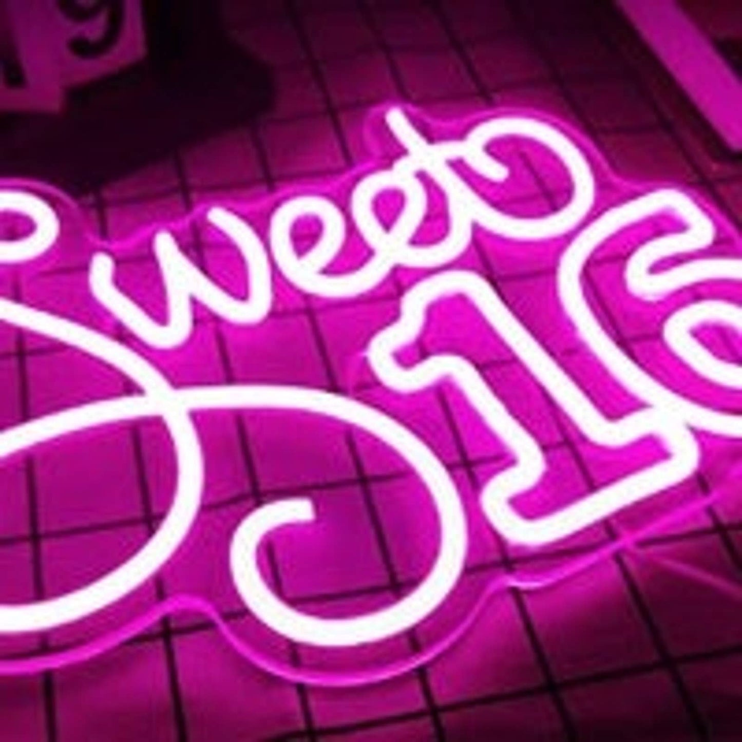 Lovely Bright Pink “Sweet 16” LED Night Light Room Wall Party Decor