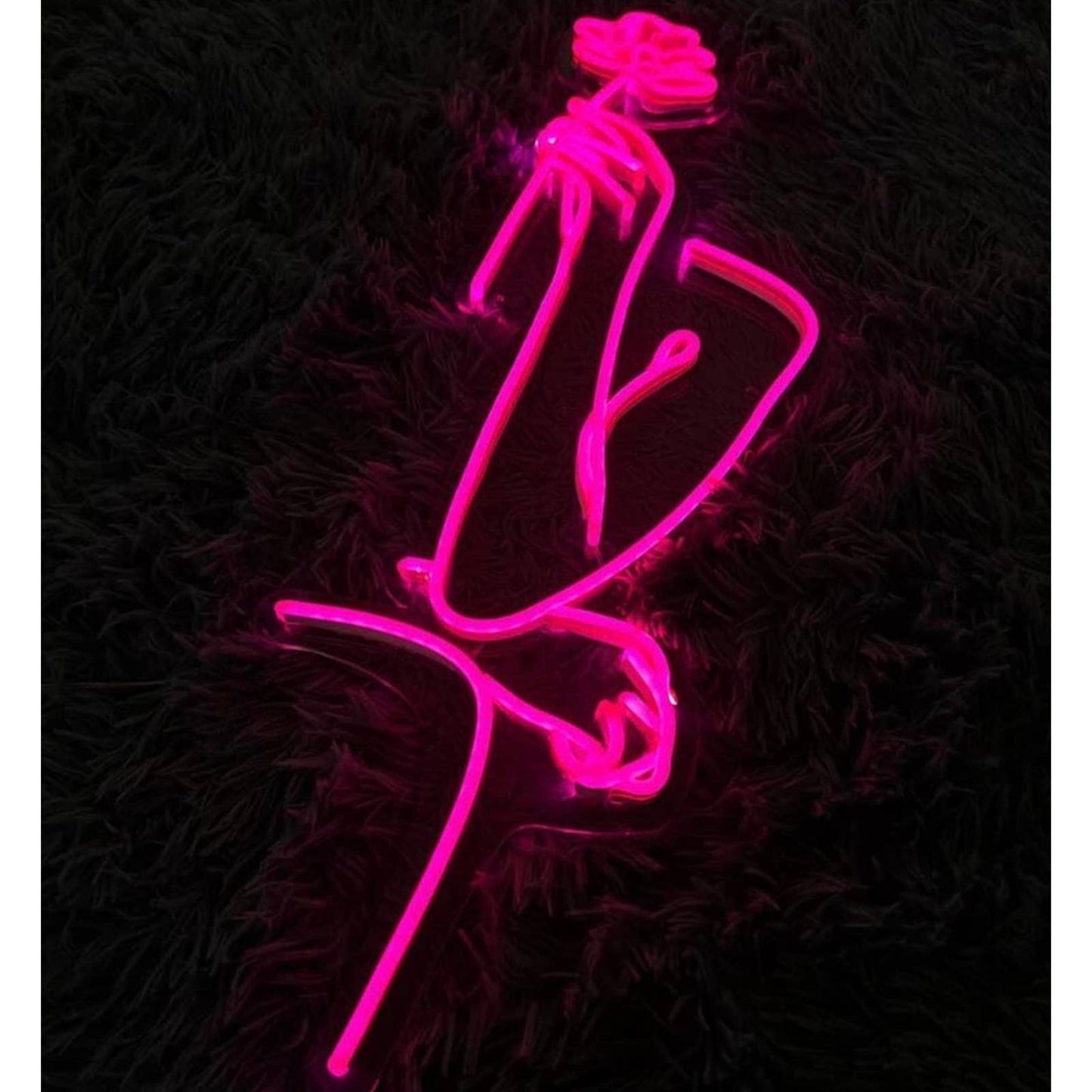 Lovely Elegant Pink Woman Holding a Flower LED Night Light Room Wall Decoration