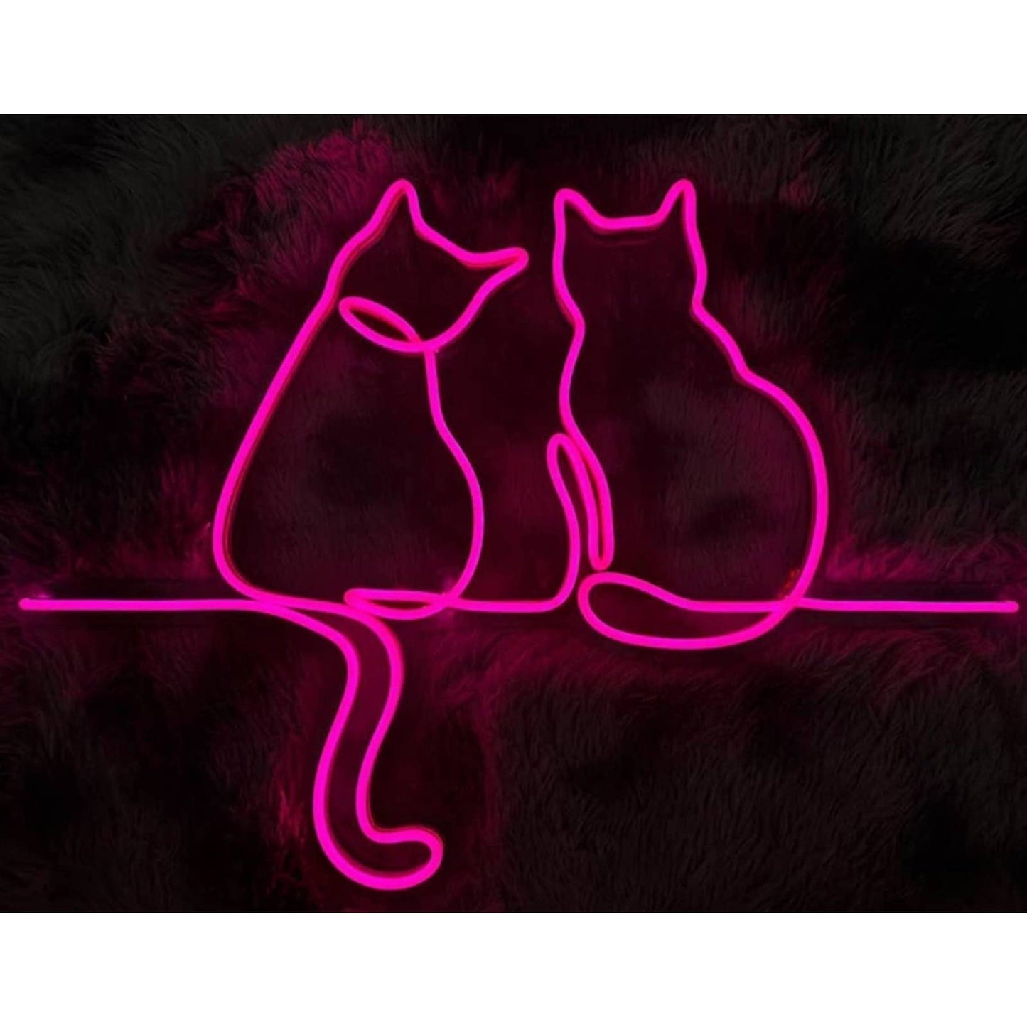 Adorable Bright Pink Kitty Cat LED Night Light String Wall Art Room Decorations