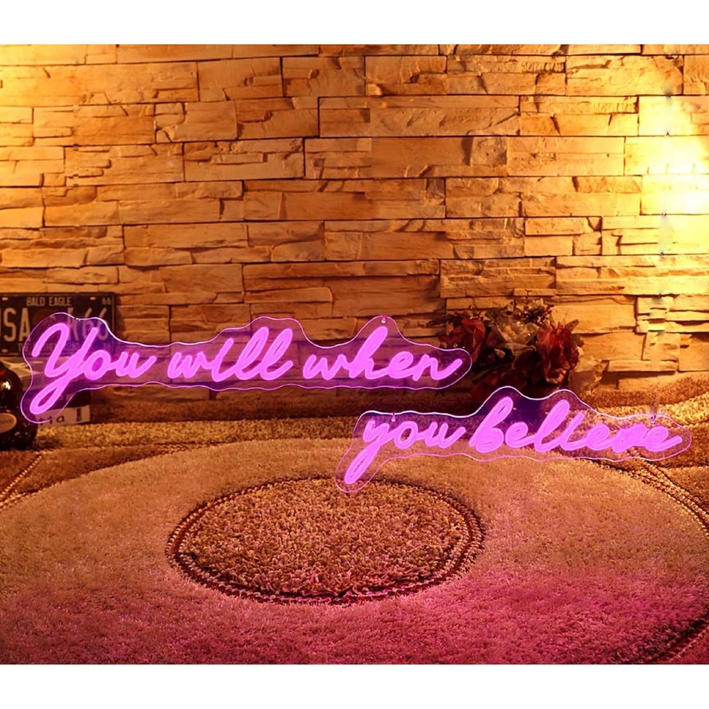 Lovely Bright “You Will When You Believe” LED Night Light Room Wall Decor