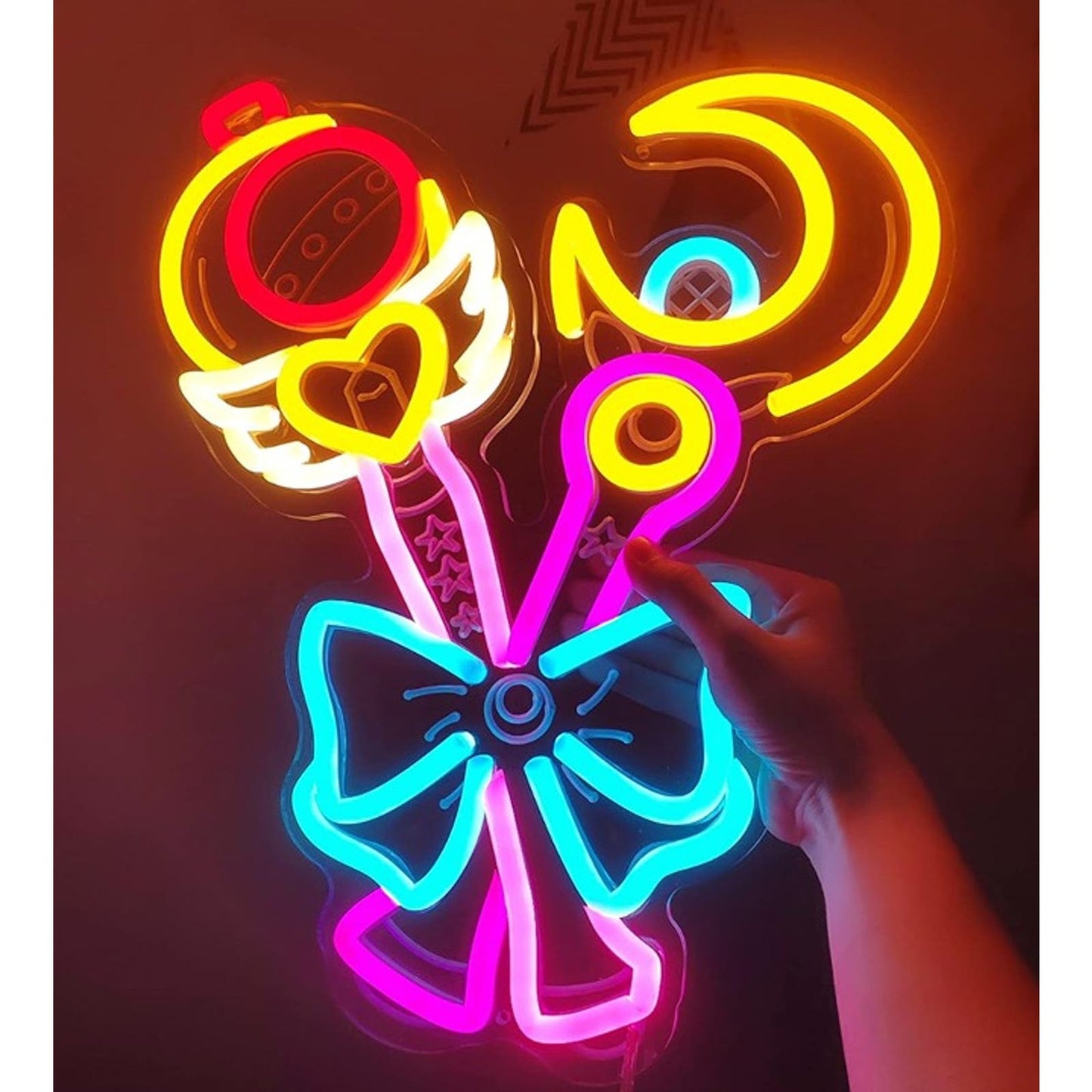 Lovely Bright Sailor Moon Magic Wands Bow LED Night Light Anime Decor
