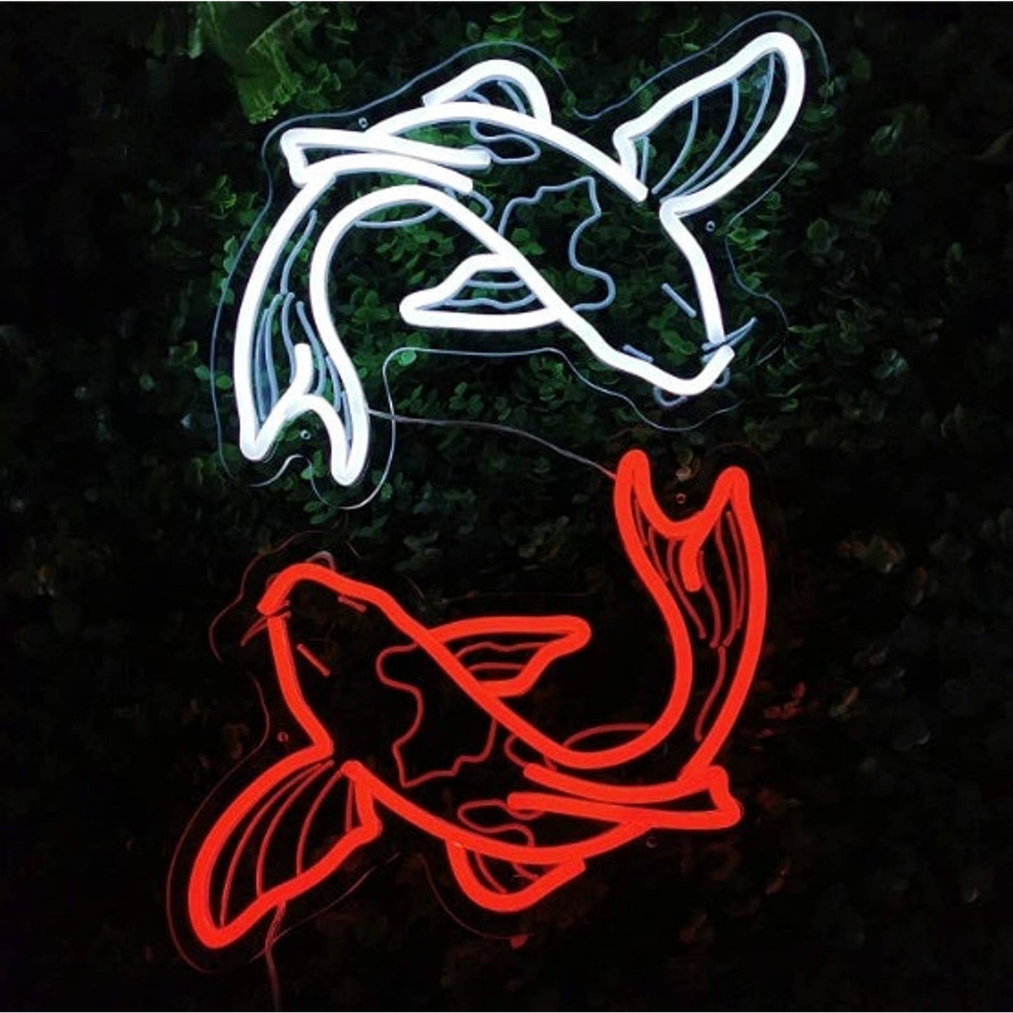Lovely Bright Red / White Japanese Koi Fish LED Night Light Room Wall Art Decor
