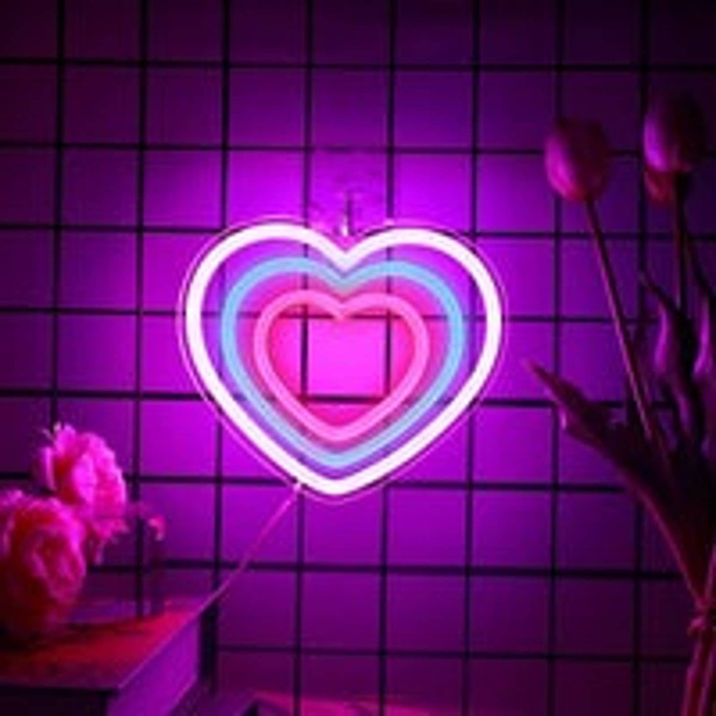 Adorable Bright Mesmerizing Infinity Heart LED Night Light Room Wall Decoration