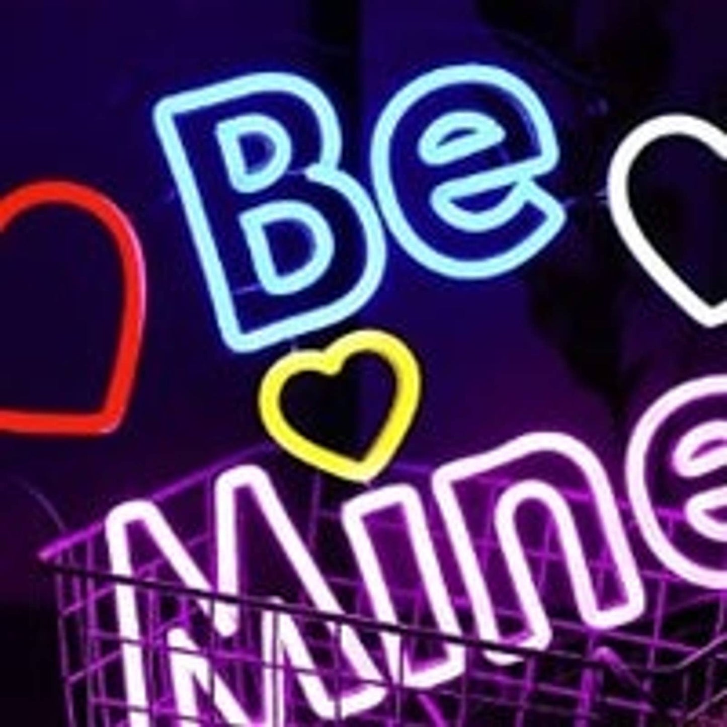 Lovely Bright “Be Mine” Hearts LED Night Light Romantic Room Wall Decoration
