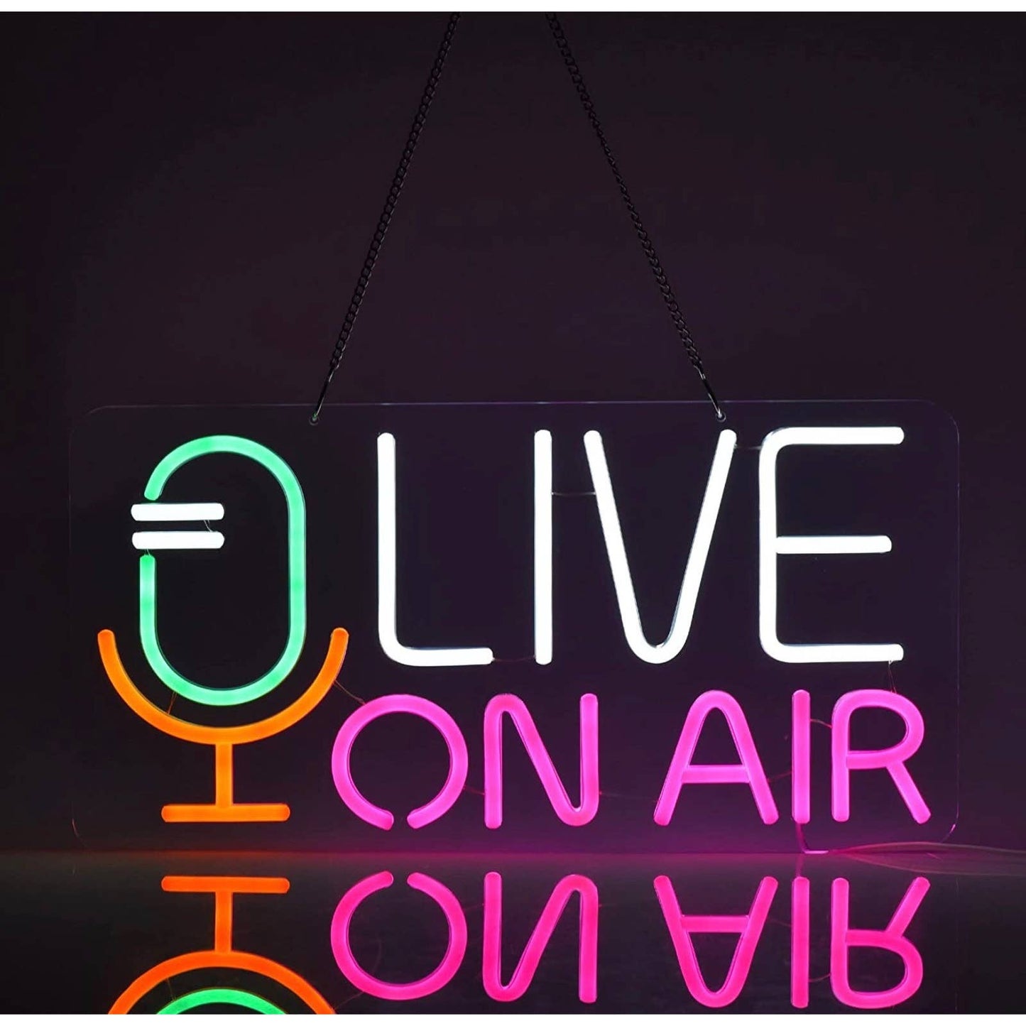 Bright Pink / White LIVE On Air Microphone Studio Radio LED Night Light Decor