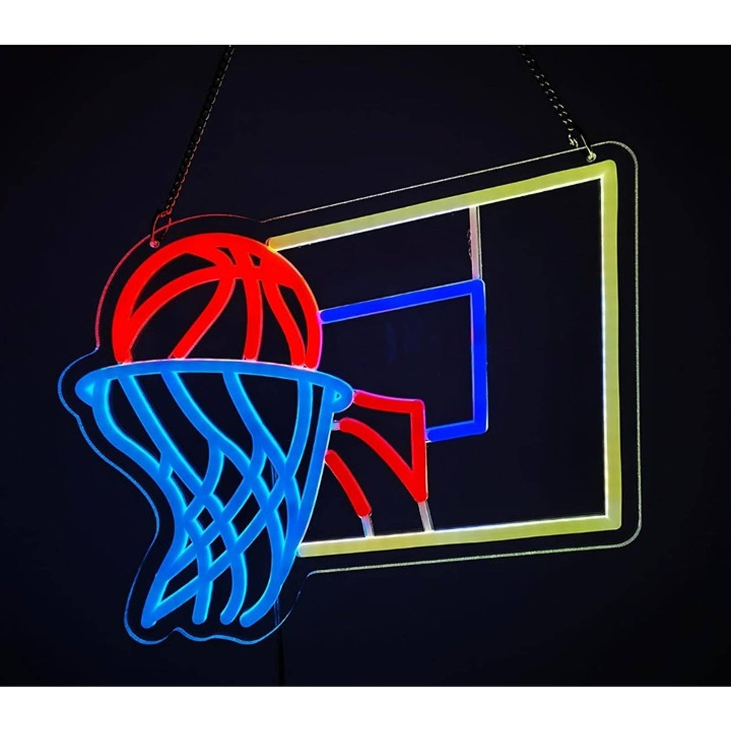 Fun Vivid Bright Basketball & Hoop LED Night Light Room Wall NBA Decor