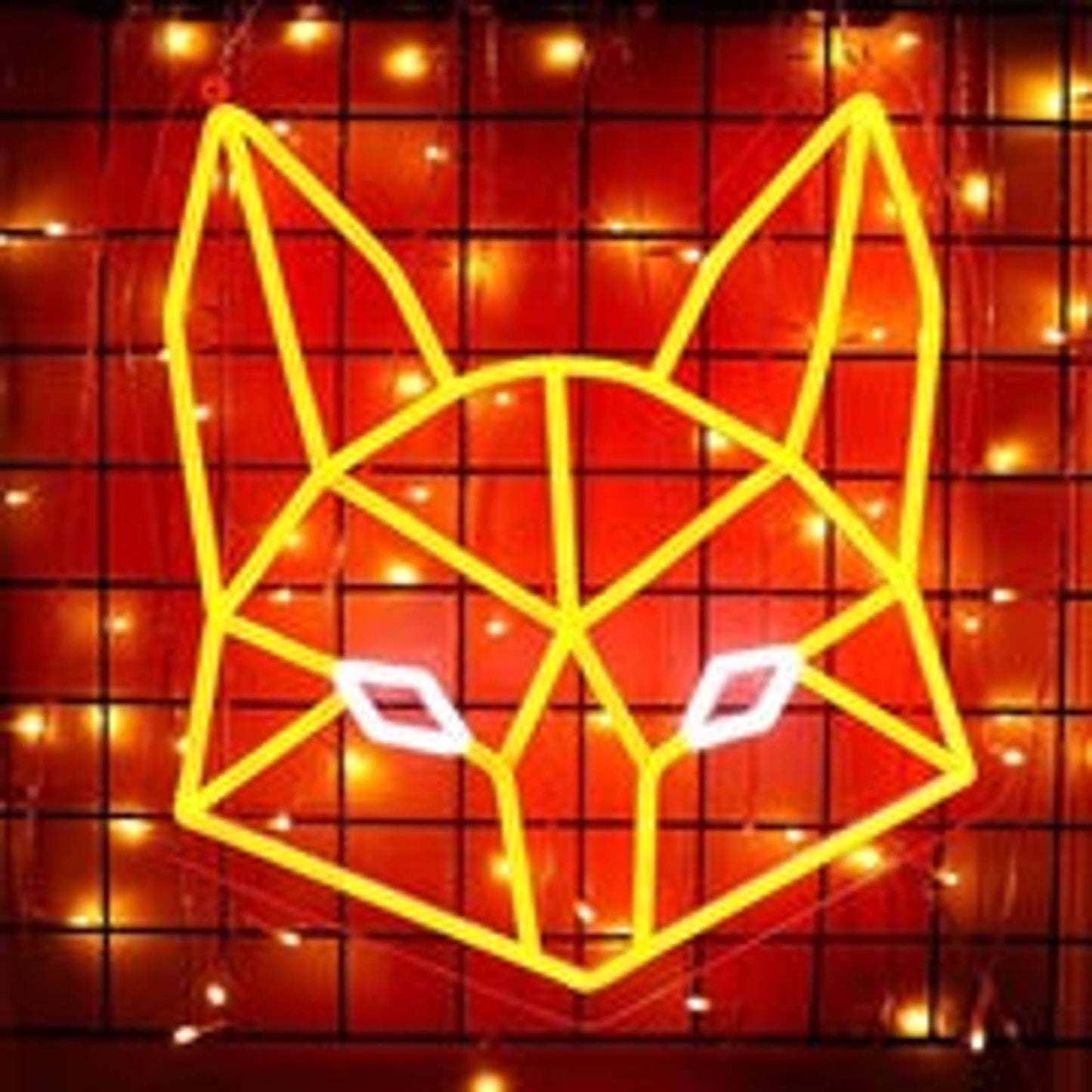 Fun Bright Orange Geometric Fox LED Night Light Room Wall Decoration