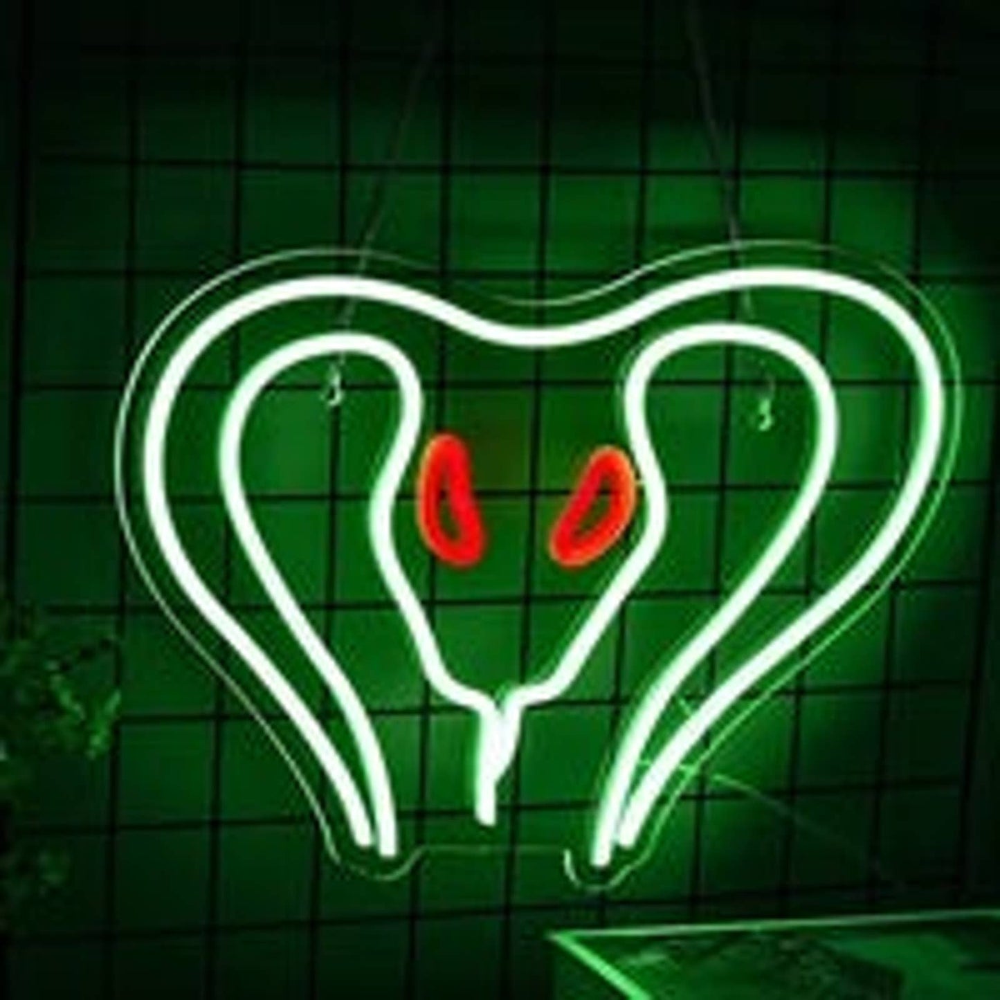Vivid Bright Green Red Eye Cobra Snake LED Night Light Room Wall Decoration