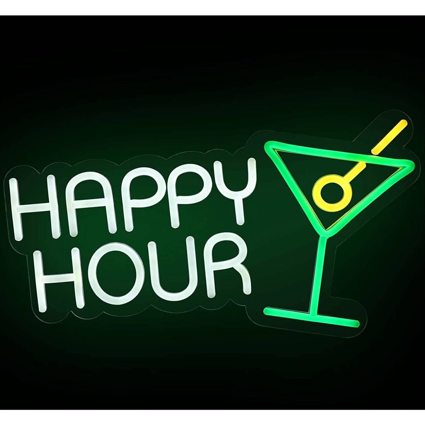 Fun Bright Green Happy Hour Cocktail LED Night Light Bar Party Decoration