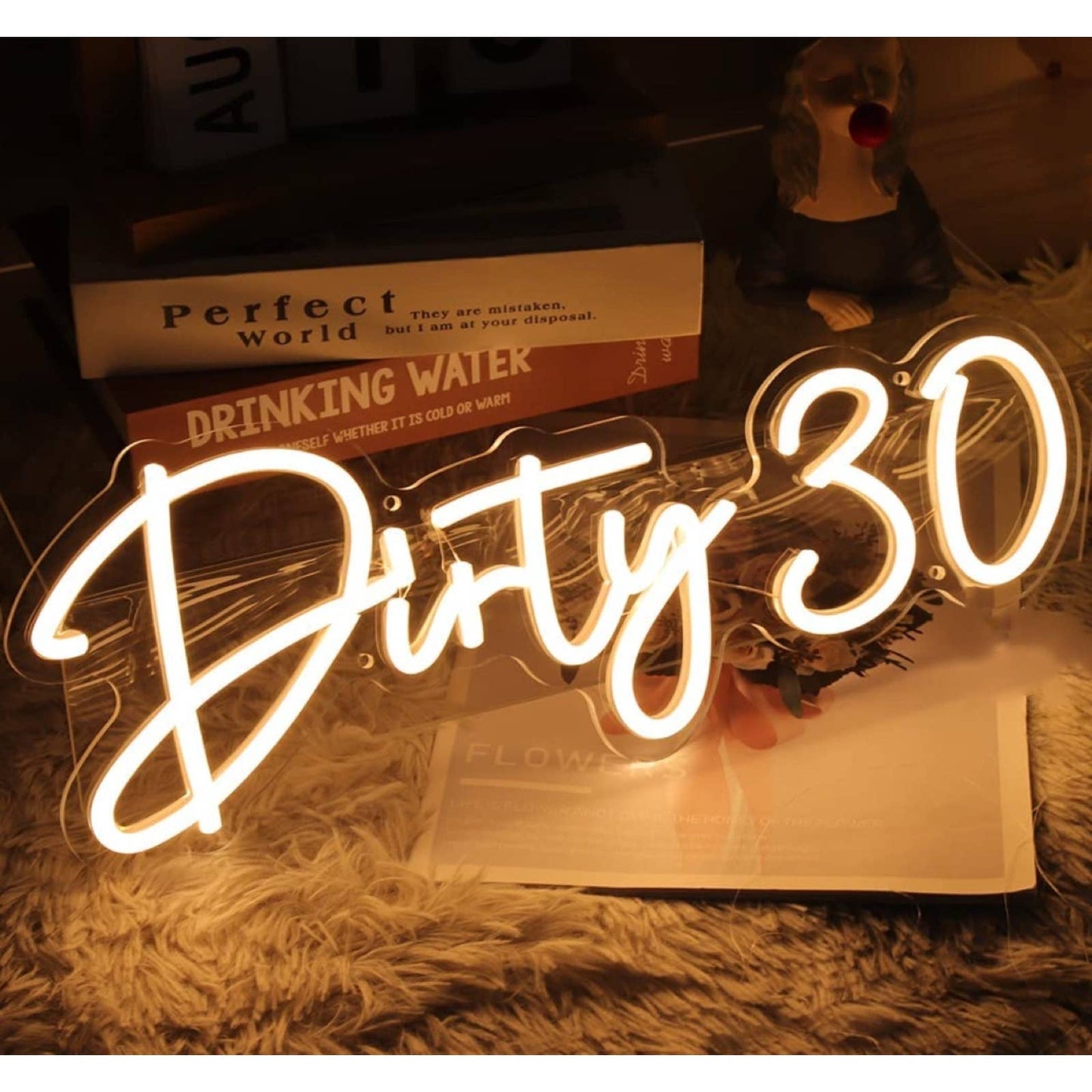Lovely Bright White “Dirty Thirty” LED Night Light Birthday Party LED Light Room