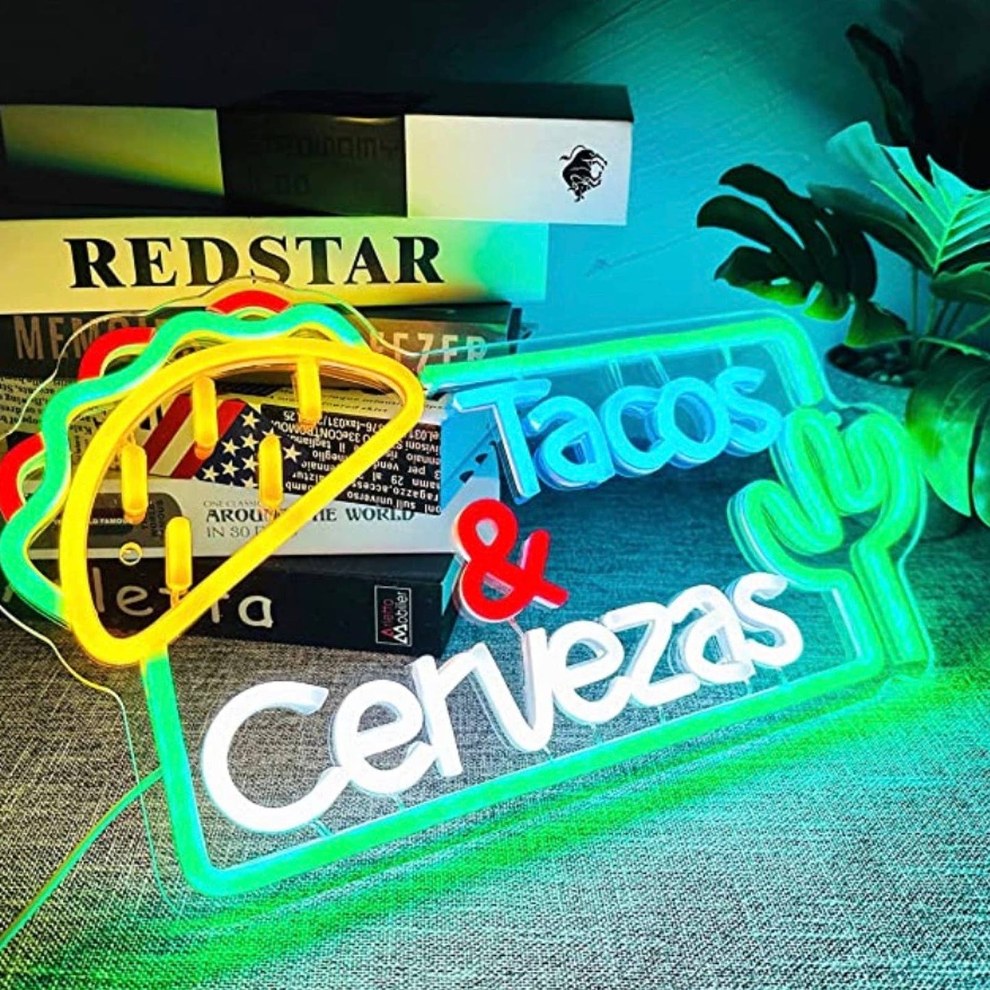 Fun Bright Tacos and Cervezas LED Night Light Room Wall Decoration