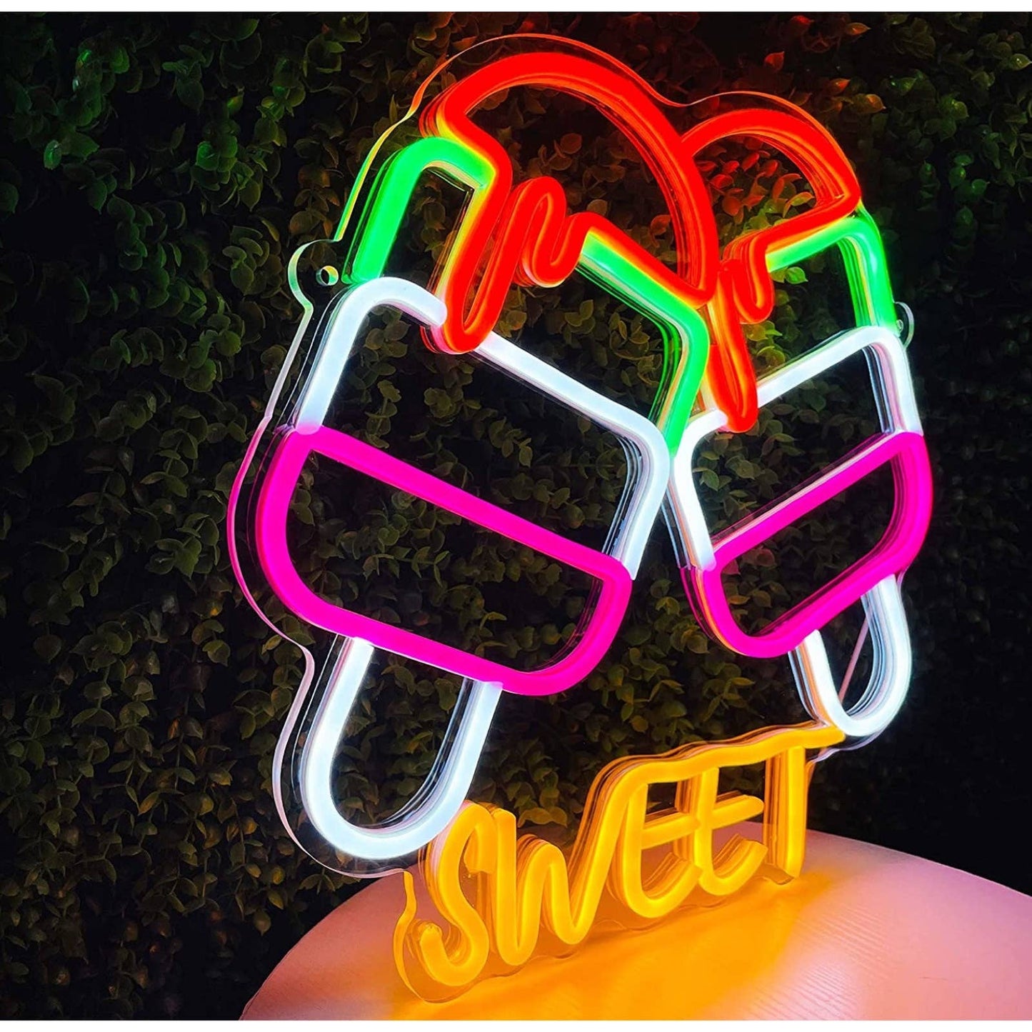 Tasty Bright Rainbow Sweet Ice Cream Popsicles LED Night Light Room Wall Decor