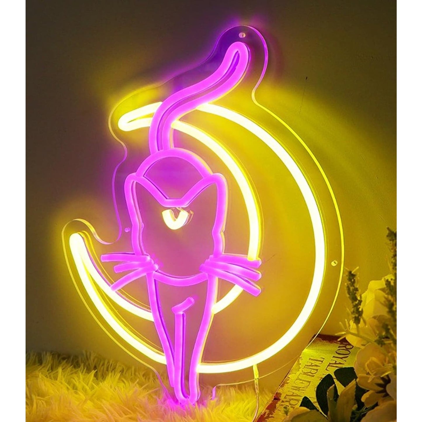 Fun Bright Sailor Moon Pink Luna Crescent Moon LED Night Light Anime Decor