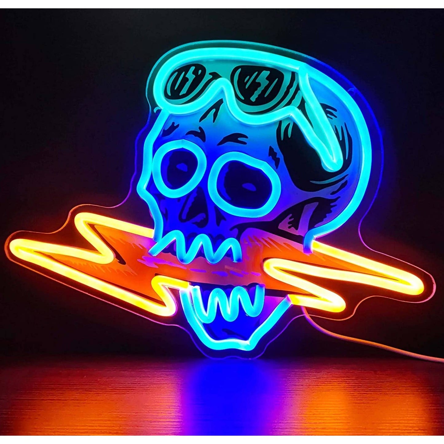 Fun Bright Blue Skull Lighting Sunglasses LED Night Light Room Wall Decoraton