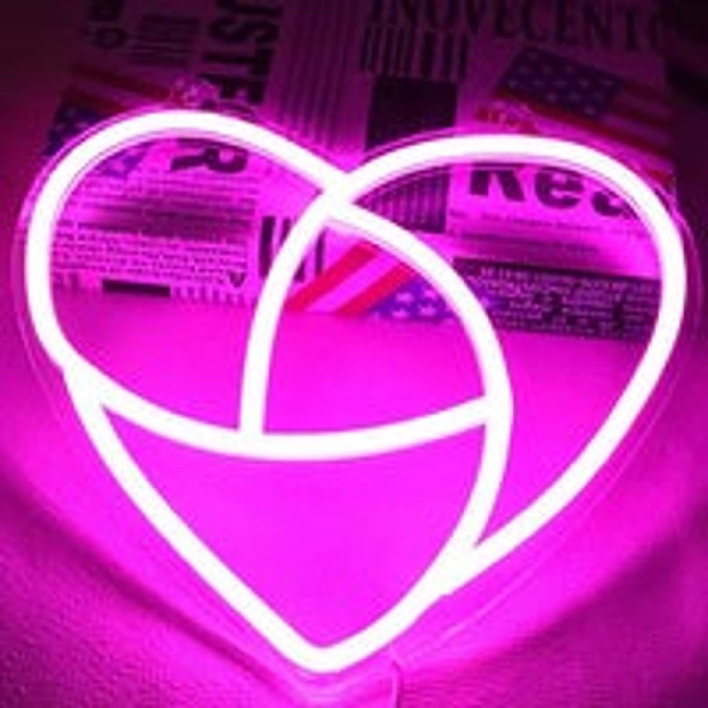 Lovely Bright Unique Line Heart LED Night Light Room Wall Decoration