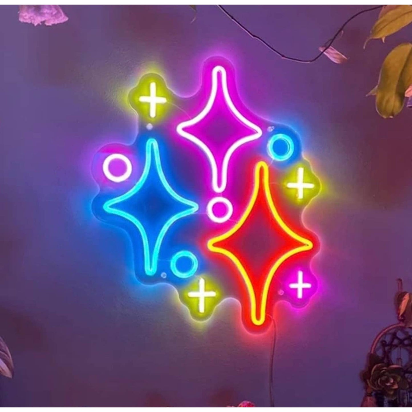 Fun Bright Colorful Sparkling Stars LED Night Light Room Wall Decoration