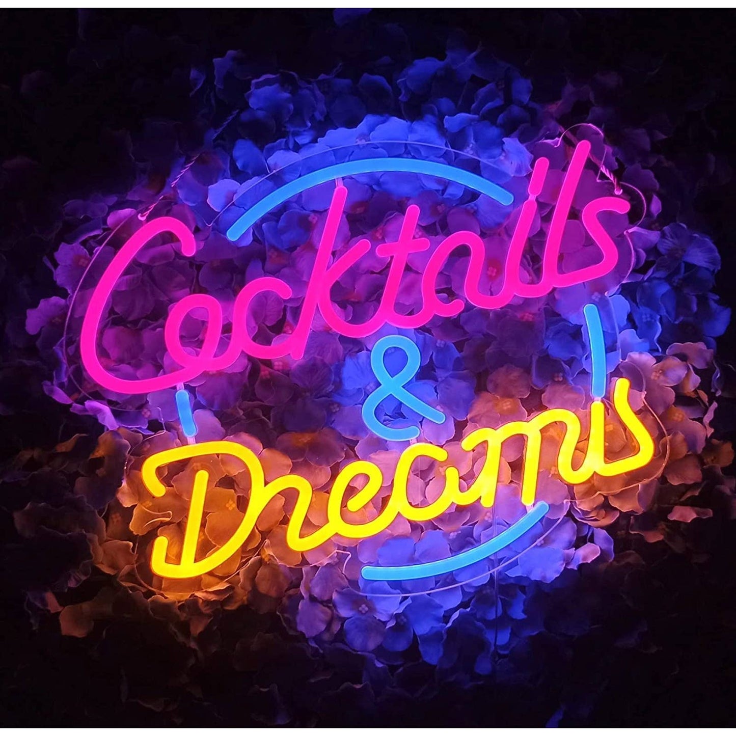 Fun Quality Colorful “Cocktails & Dreams” LED Night Bar Light Party Wall Decorat