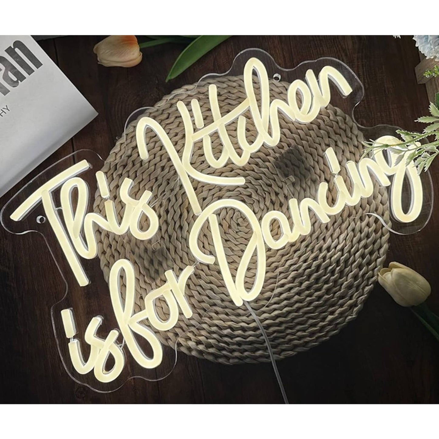 Lovely Fun bright White “This Kitchen is for Dancing” Led Night Light Wall Decor