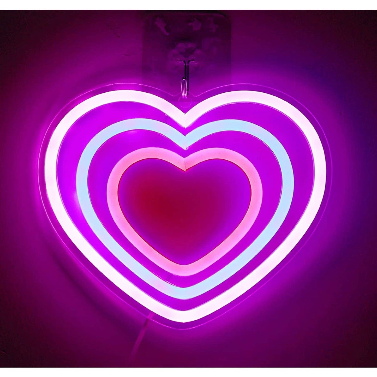 Lovely Bright Pink Infinity Heart LED Night Light Love Room Wall Decoration