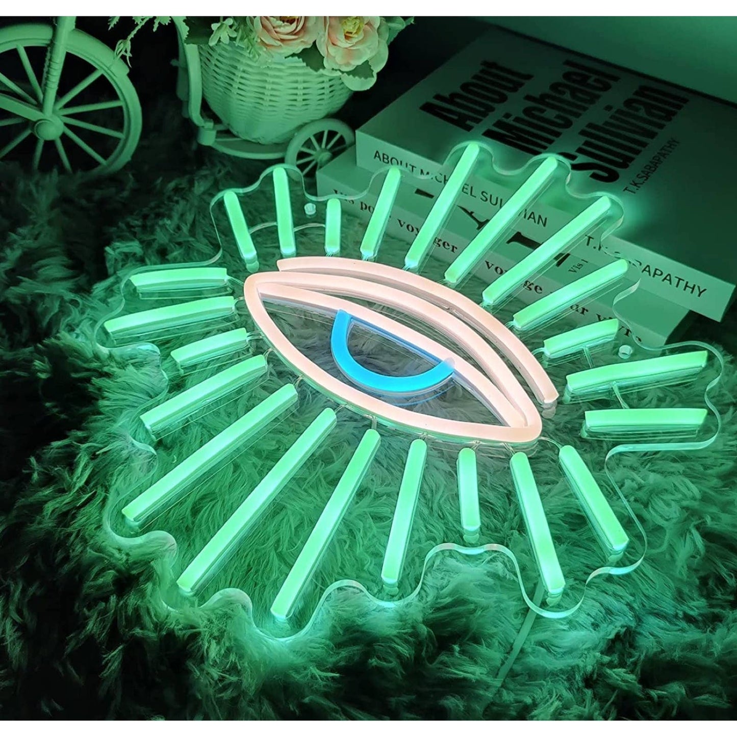 Lovely Bright Green Shining All-Seeing Eye LED Night Light Room Wall Decor