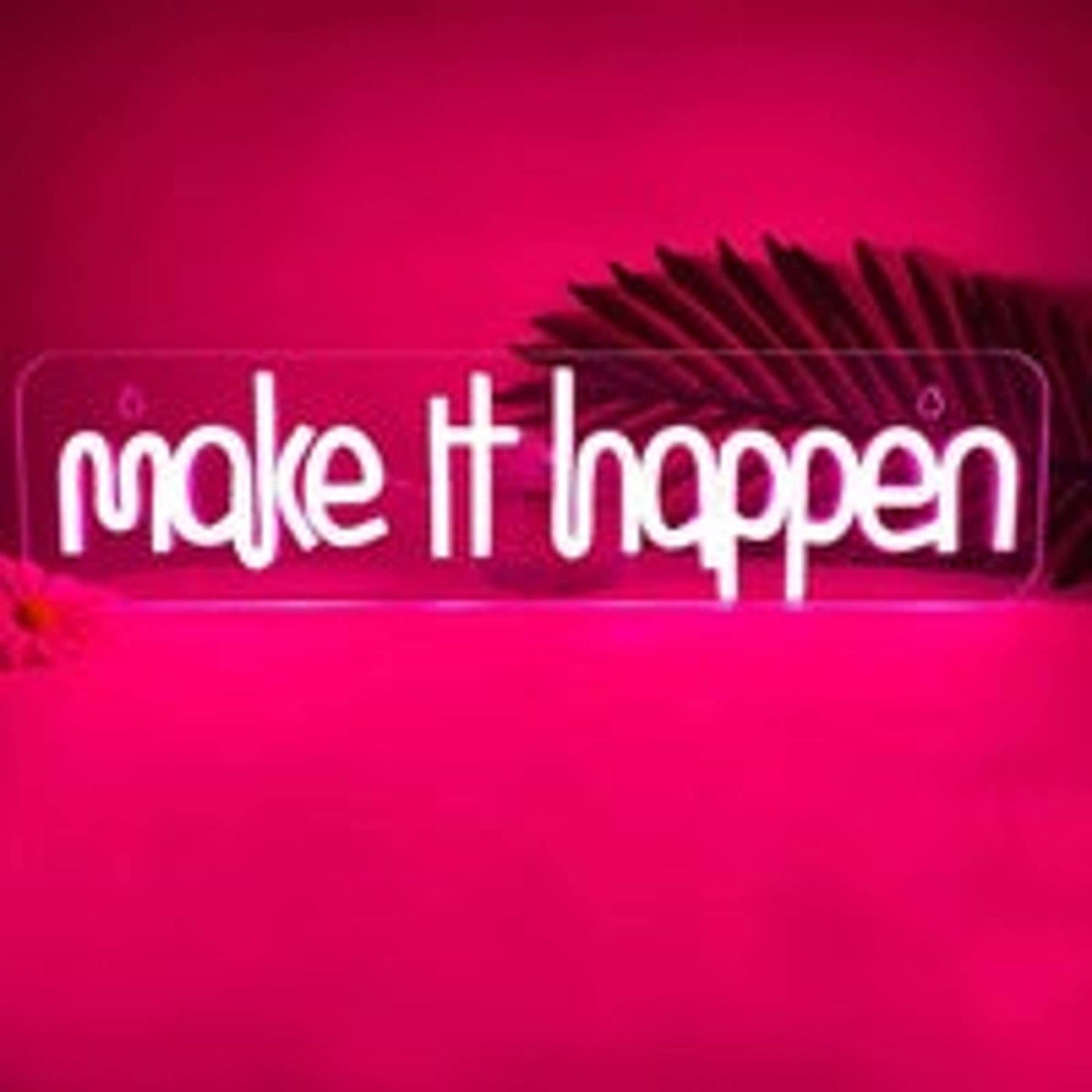 Lovely Bright Pink Positive “Make It Happen” LED Night Light Room Wall Decoratio