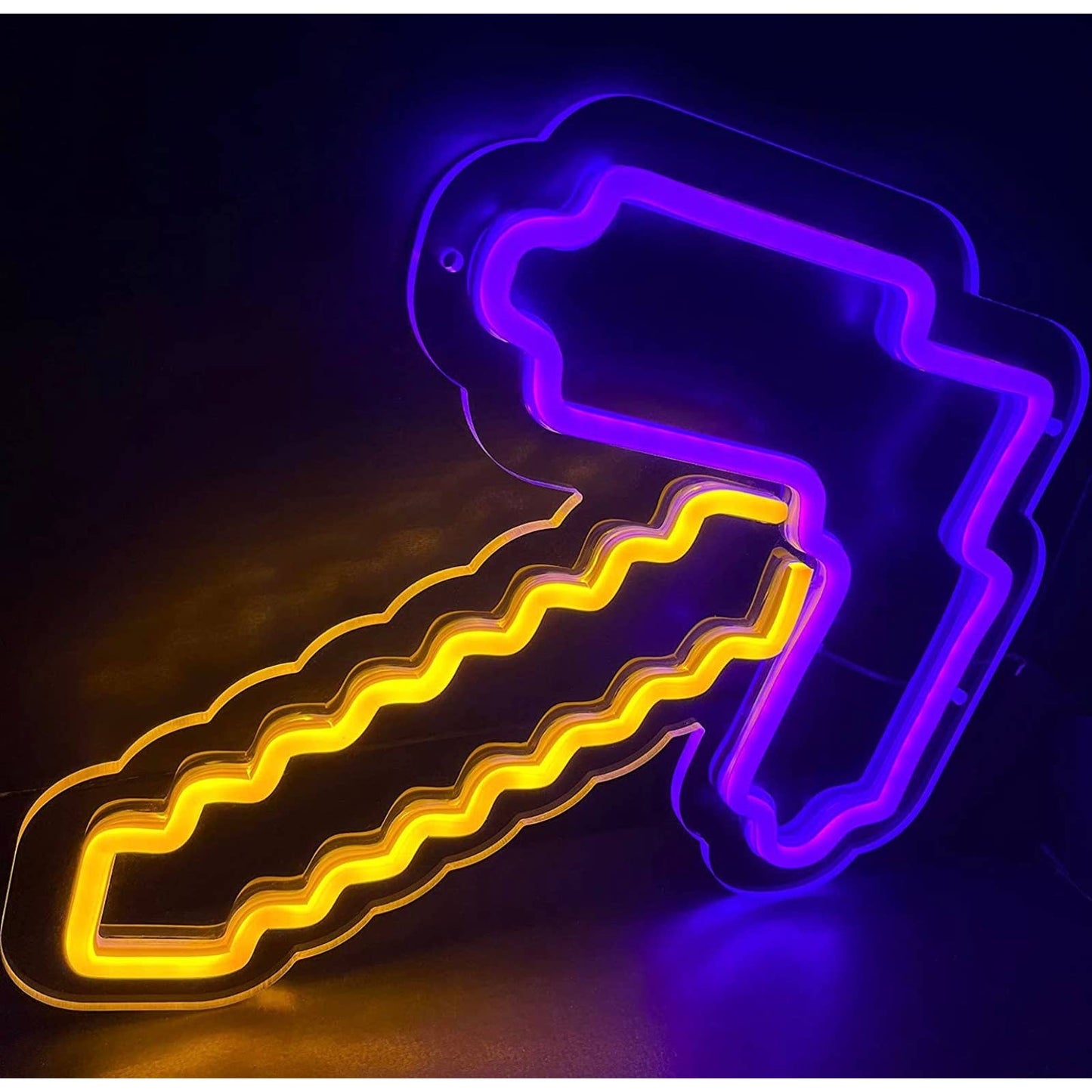 Fun Bright Mine Craft Pickaxe LED Night Light Room Wall Video Game Decoration