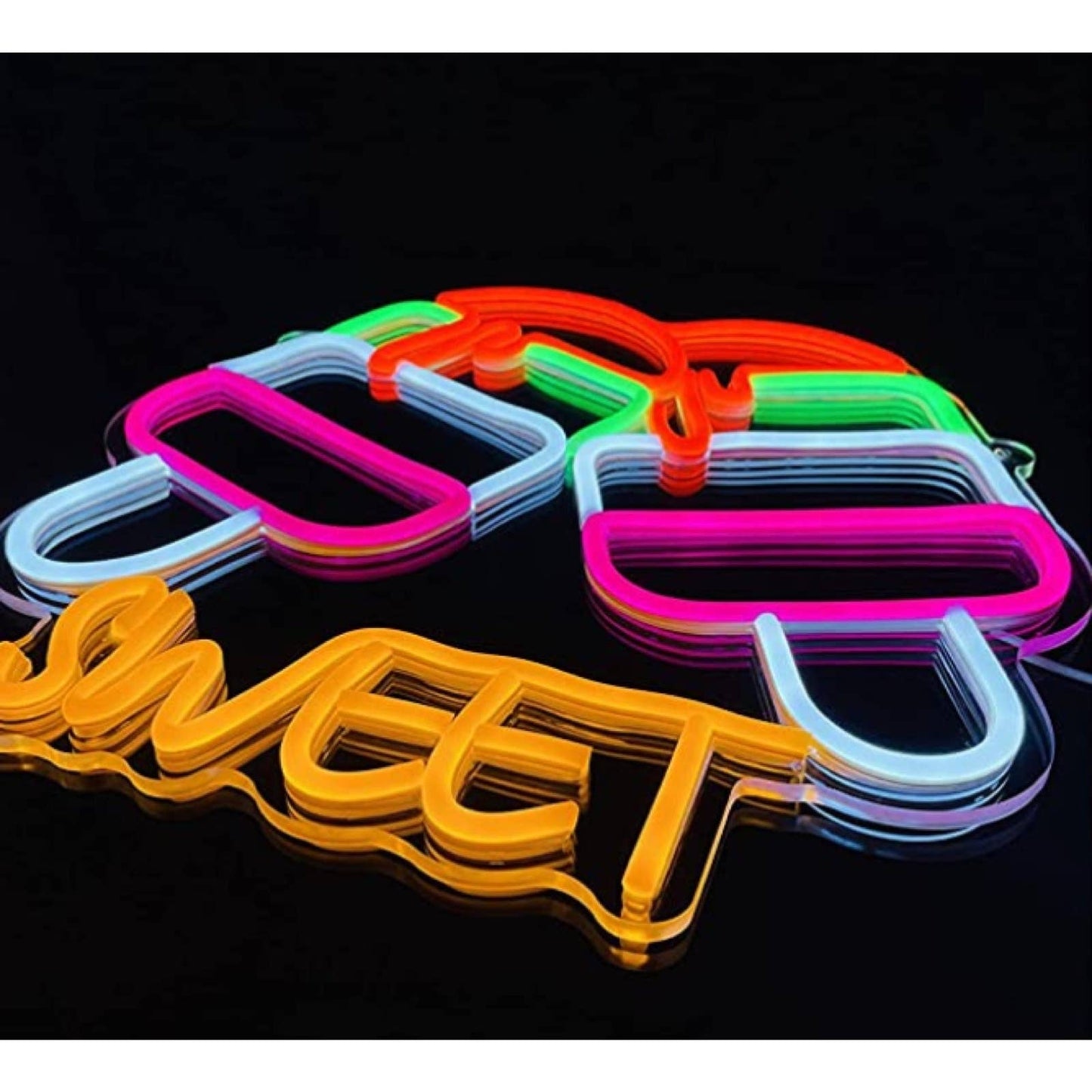 Tasty Bright Rainbow Sweet Ice Cream Popsicles LED Night Light Room Wall Decor