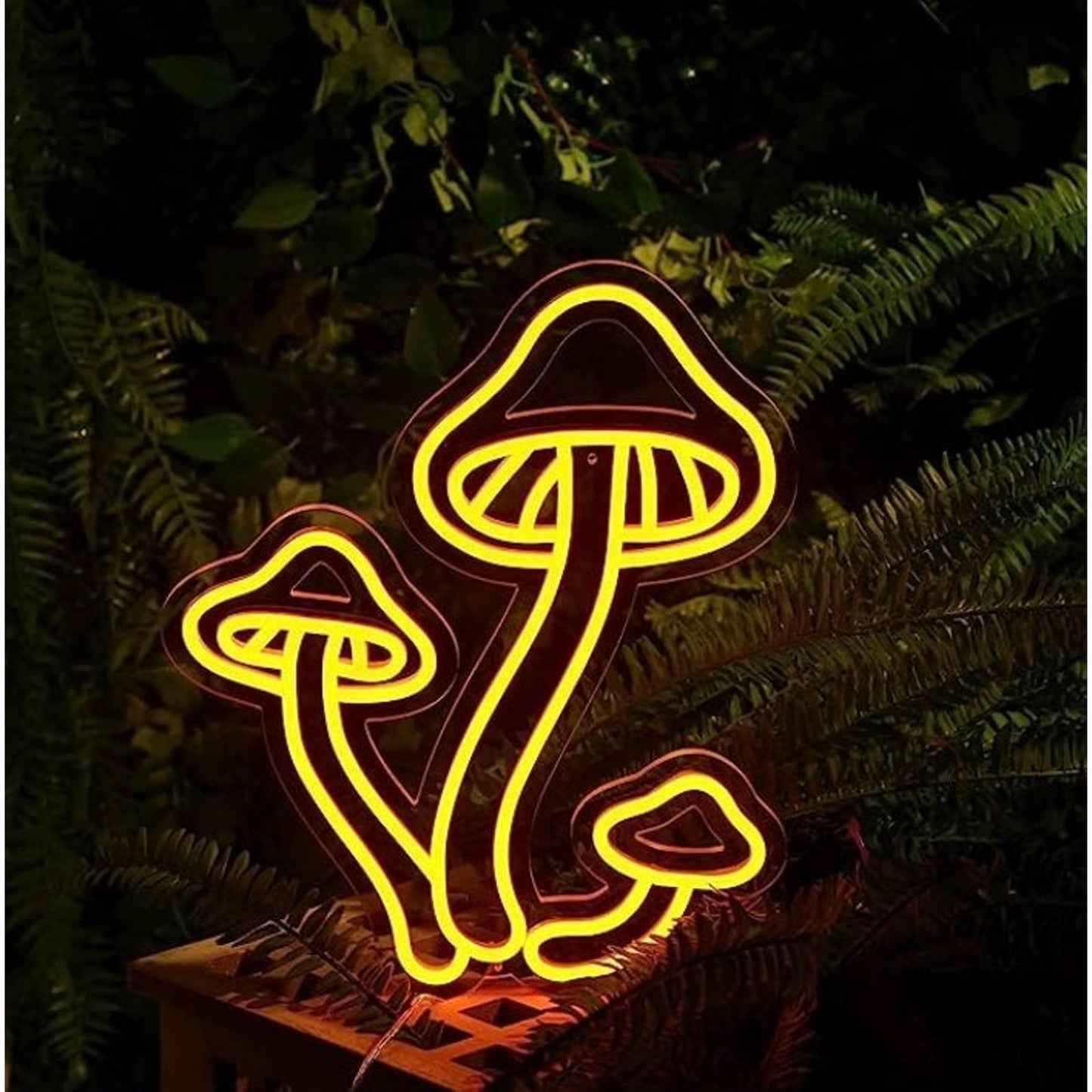 Lovely Bright Yellow 3 Mushroom Trio LED Night Light Room Wall Decoration