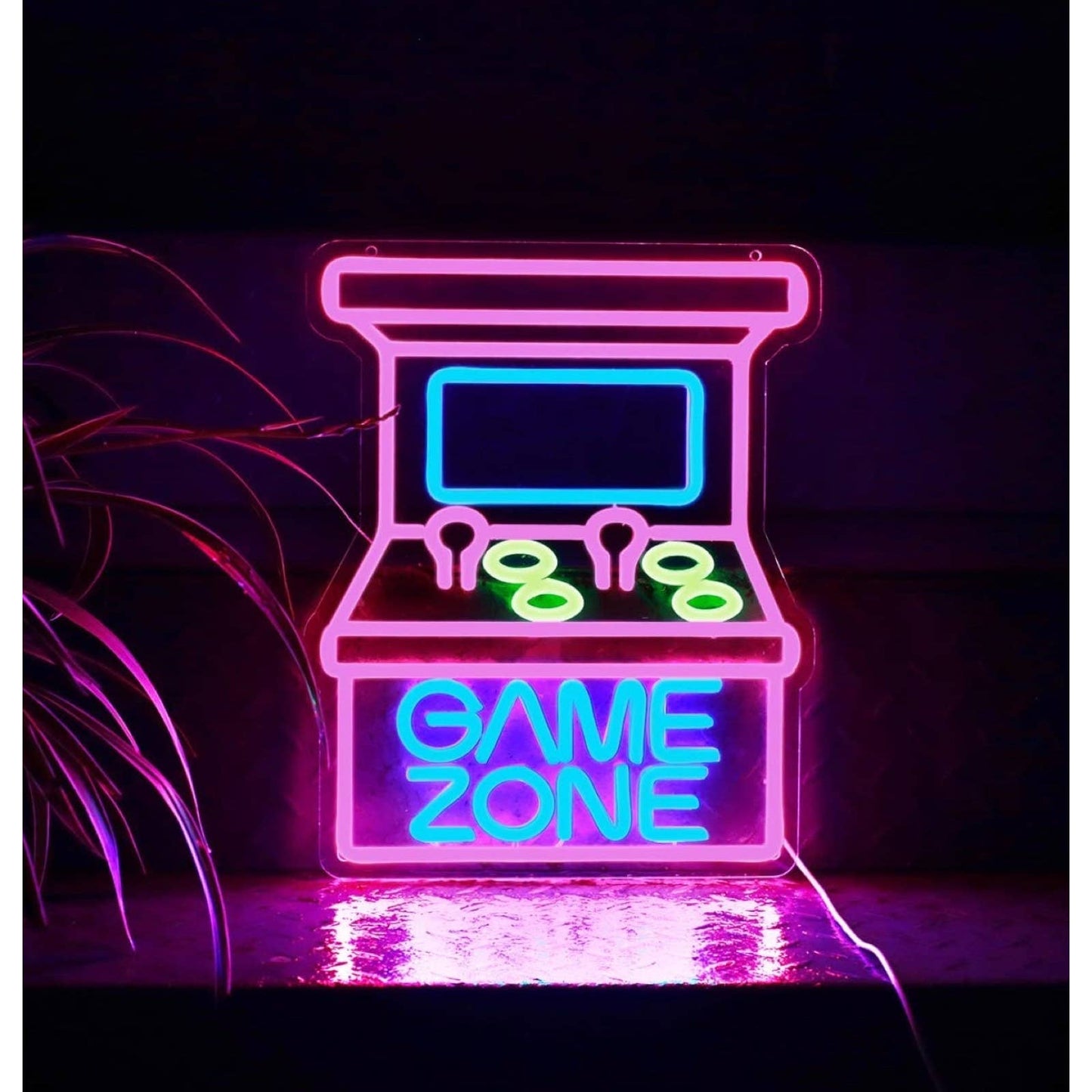 Fun Bright Pink / Blue Retro Arcade Game Zone LED Night Light Room Wall Decorati