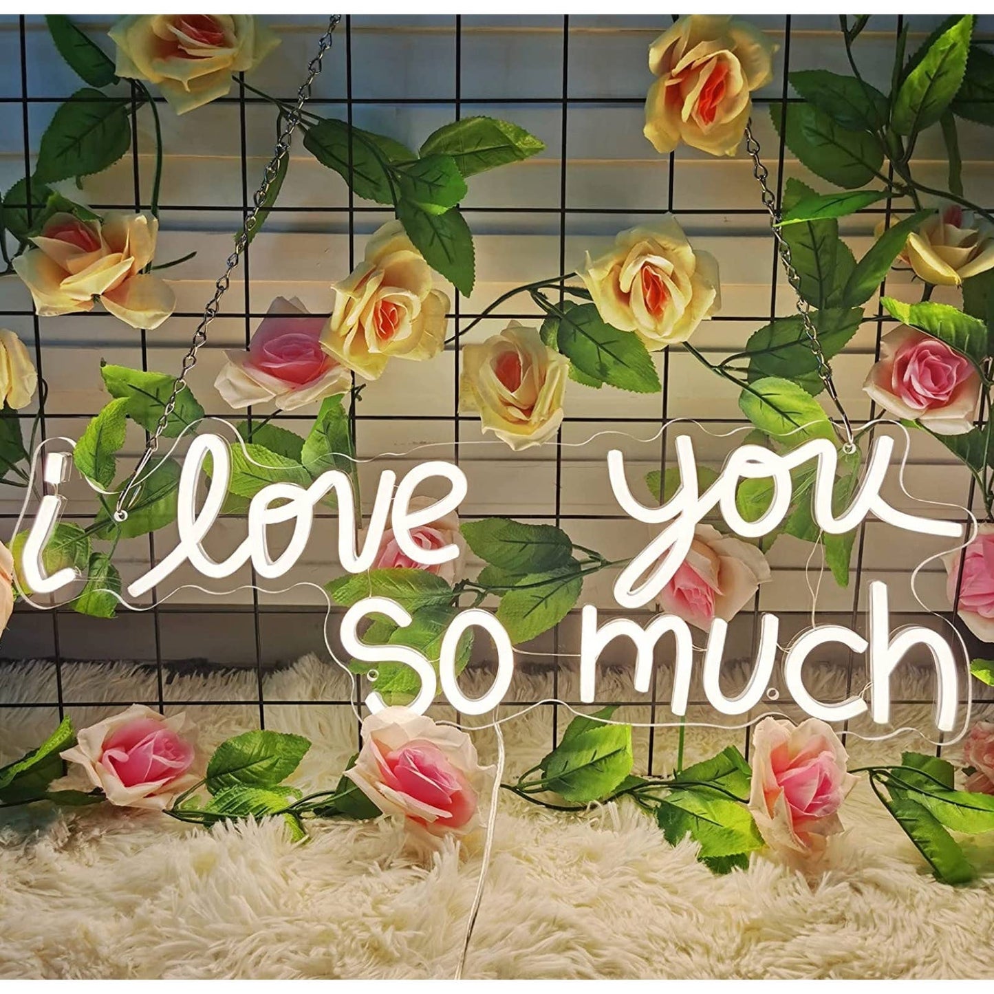Lovely Bright Warm White “I Love You So Much” LED Night Light Room Wall Decor