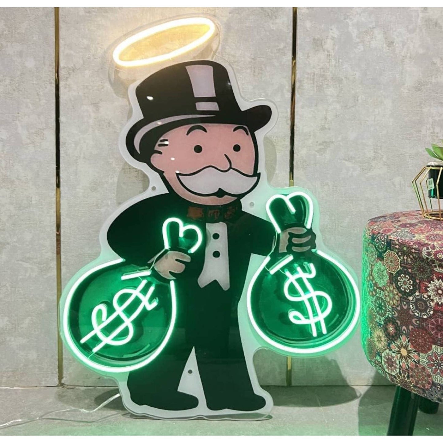 Quality Fun Bright Rich Uncle Pennybags Monopoly Man LED Light Board Game Decor