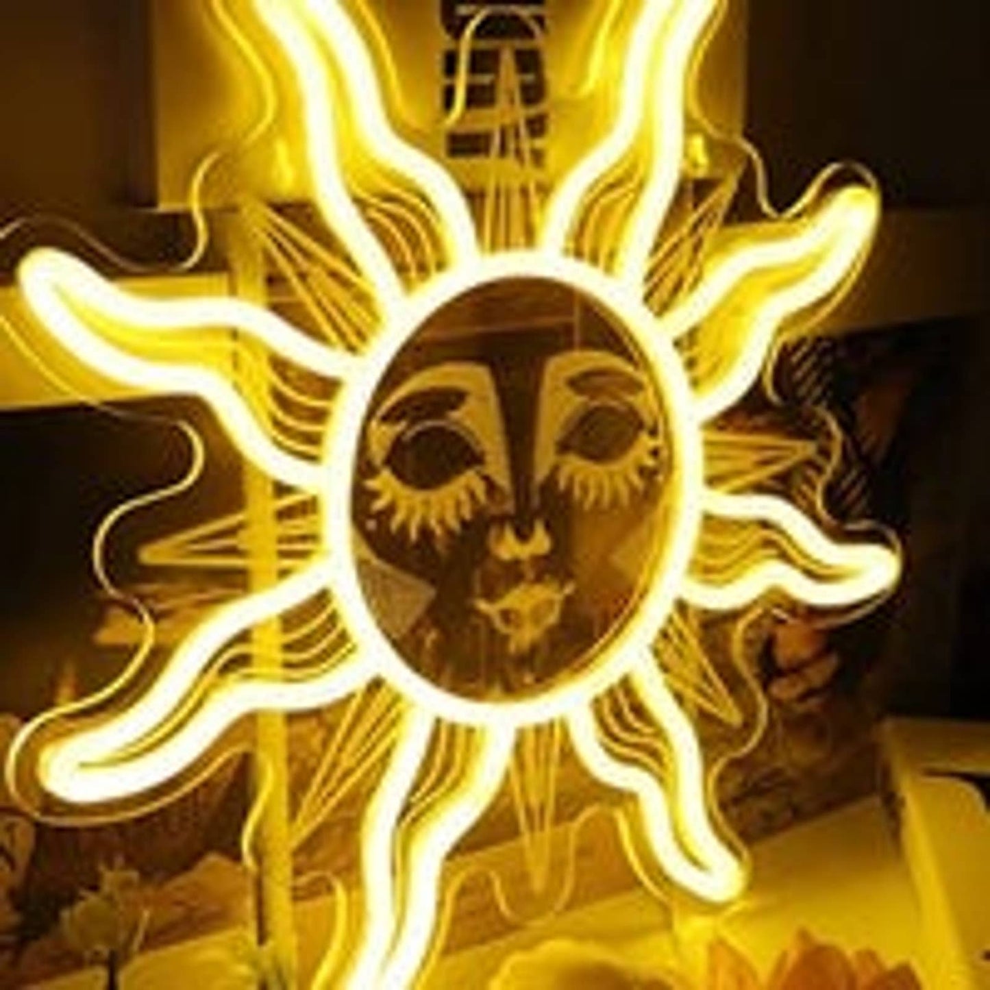 Lovely Bright Shining Lady Sun LED Night Light Room Wall Decor