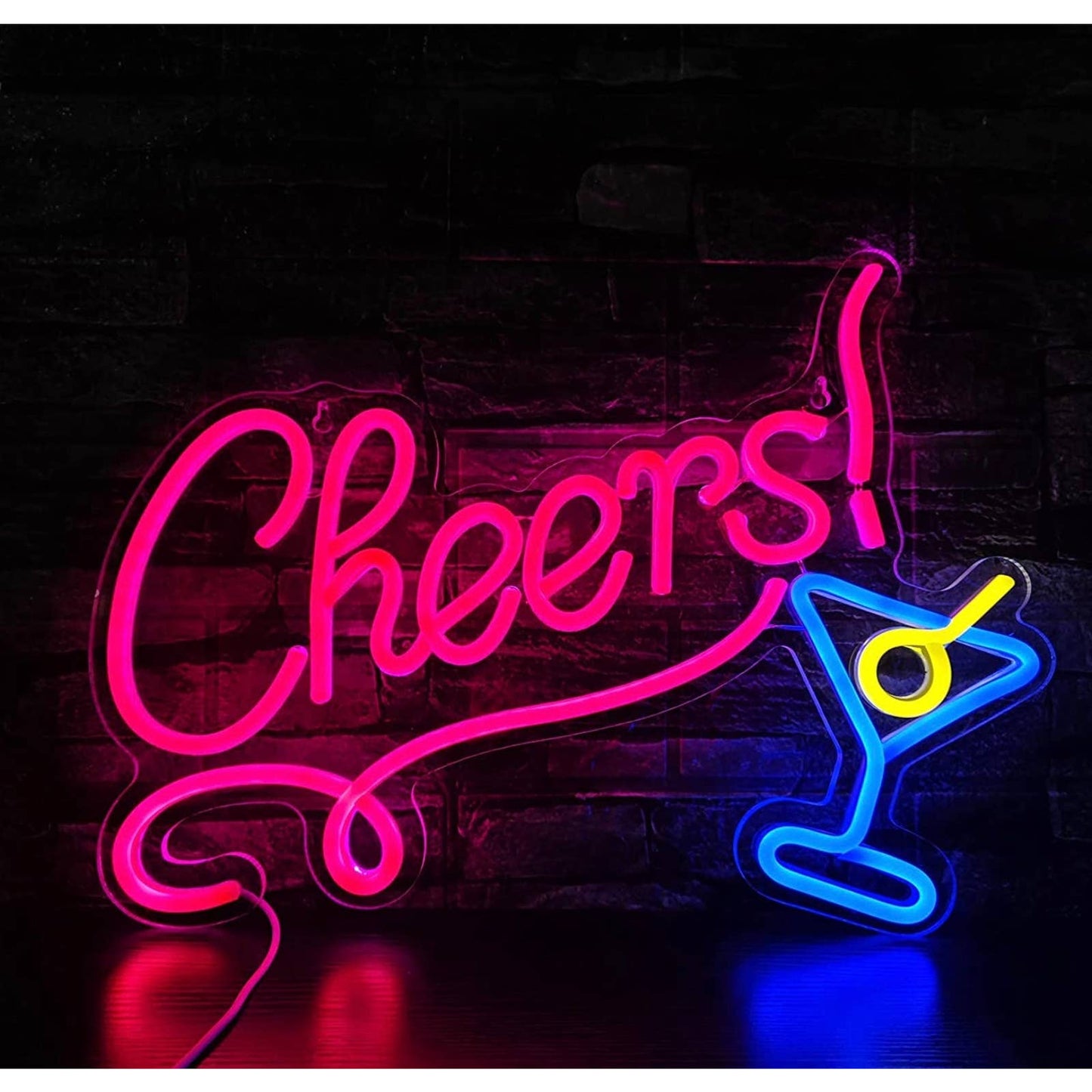 Fun Vivid Bright Cheers Cocktail Margarita LED Night Light Bar Room Wall Decor