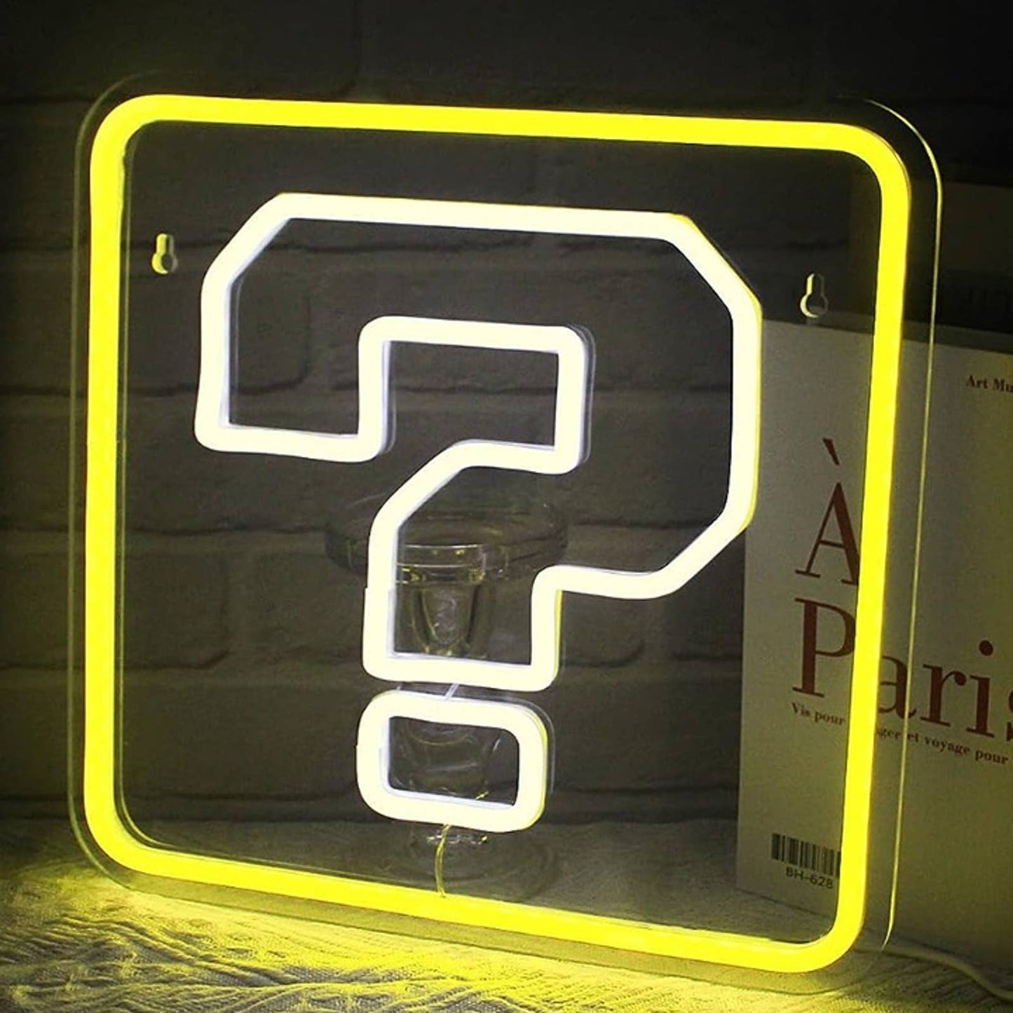 Fun Bright Yellow Super Mario Bros. Question Block LED Light Game Room Decor