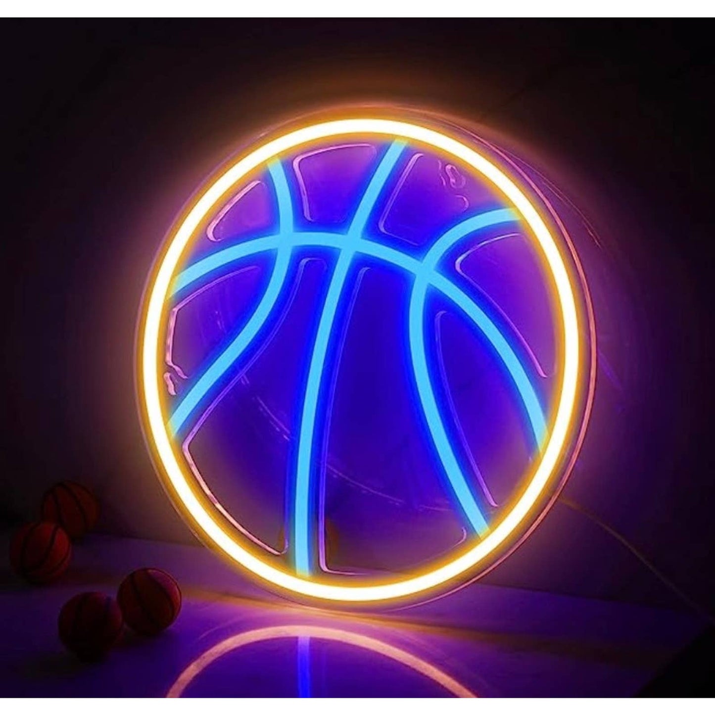 Fun Vivid Blue / Orange Basketball LED Night Light Room Wall Decoration