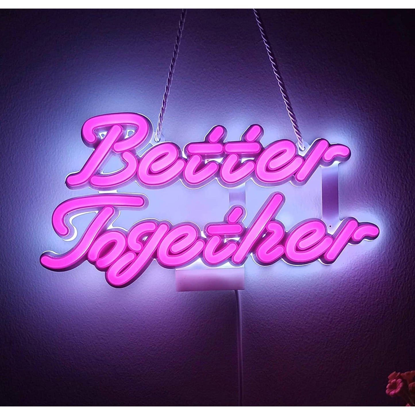 Lovely Bright Pink Romantic “Better Together” LED Night Light Room Wall Decor