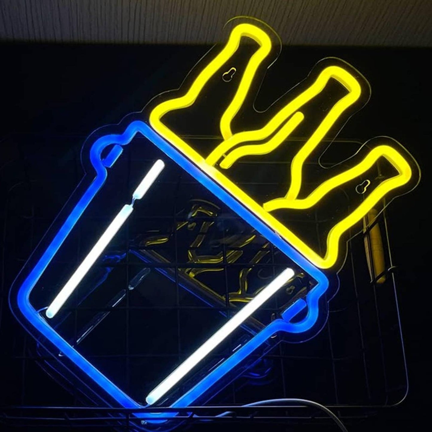 Vivid Bright Blue / Yellow Beer Bucket LED Night Light Party Bar Decor