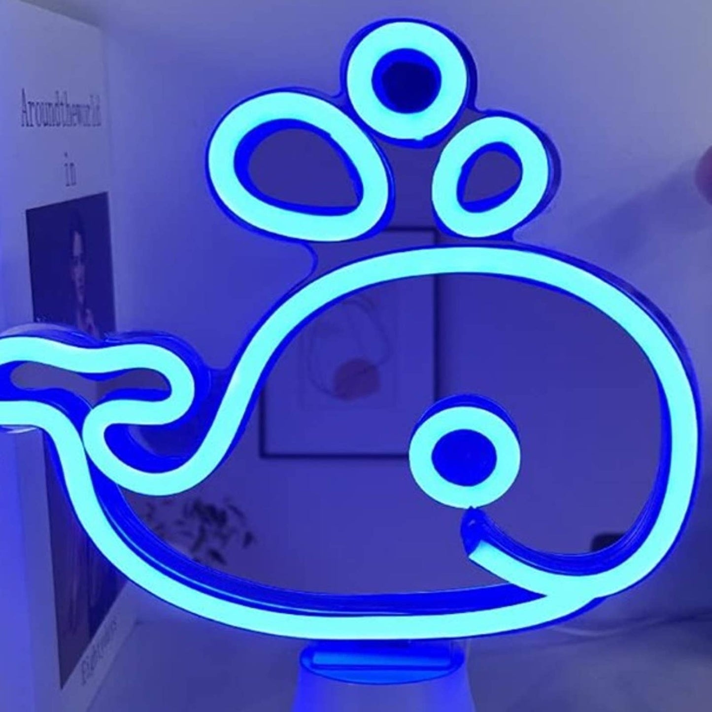 Adorable Bright Blue Whale LED Night Light Table Lamp Decoration