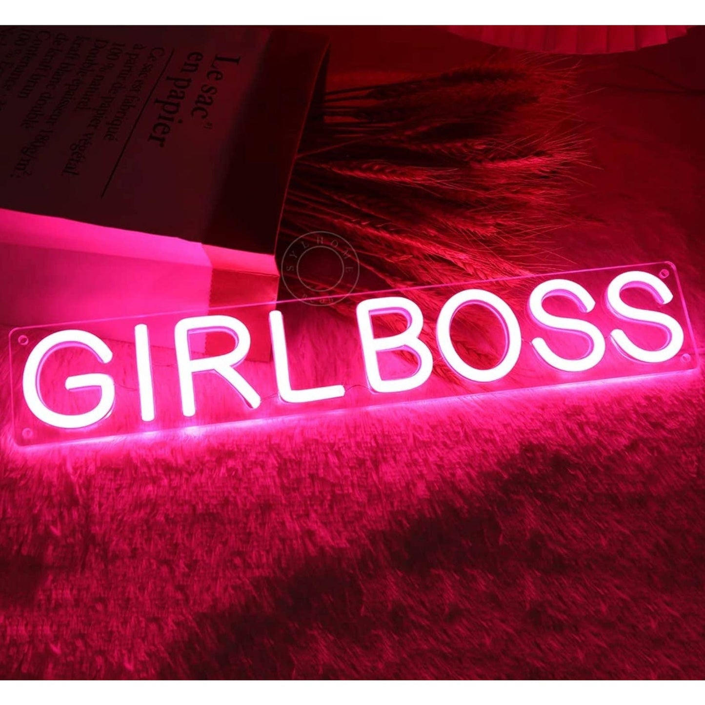 Lovely Bright Vivid Pink Girl Boss LED Night Light Room Wall Decor