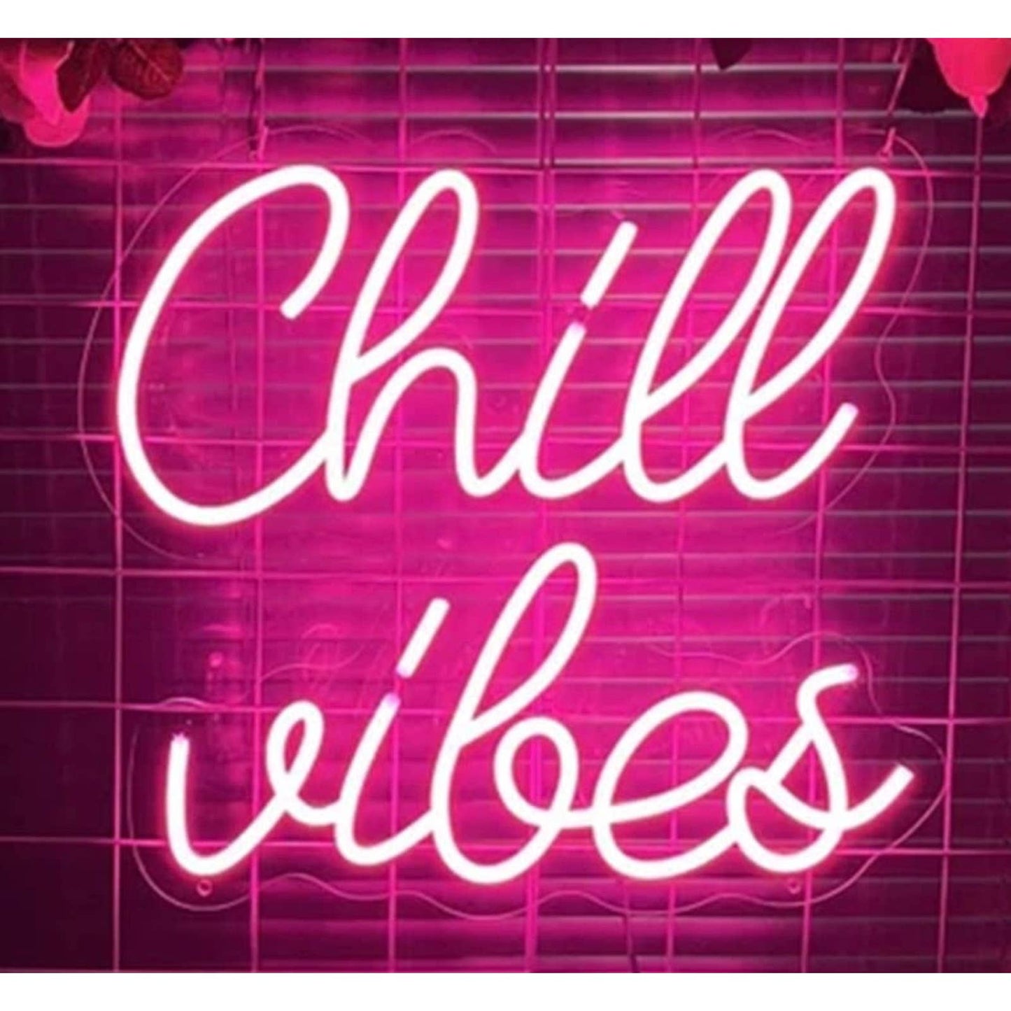 Lovely Bright Pink “Chill Vibes” LED Night Light Room Wall Decoration